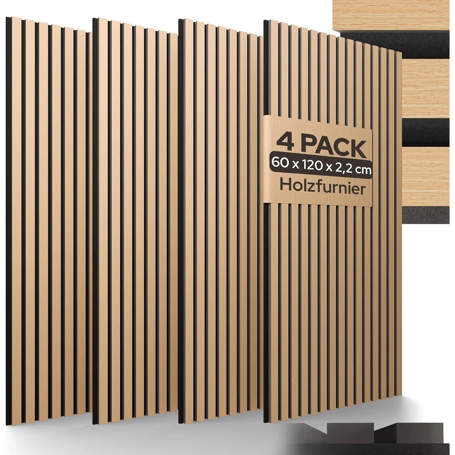 Arebos Akustikpaneele | Wandpaneele | Holzoptik | Set | Modern | 4er