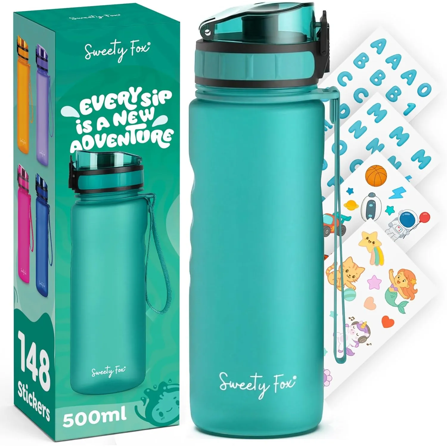 Sweety Fox - Kinder-Trinkflasche Kohlensäure Geeignet 500ml - Grün