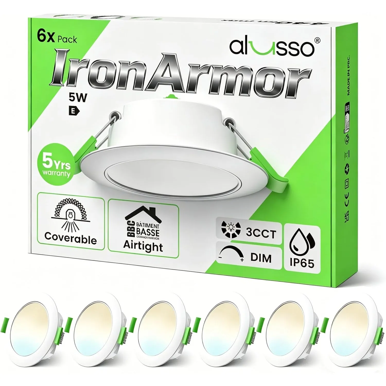 ALUSSO Metall LED Einbaustrahler 230V Dimmbar, Deckenspots Badezimmer Spots