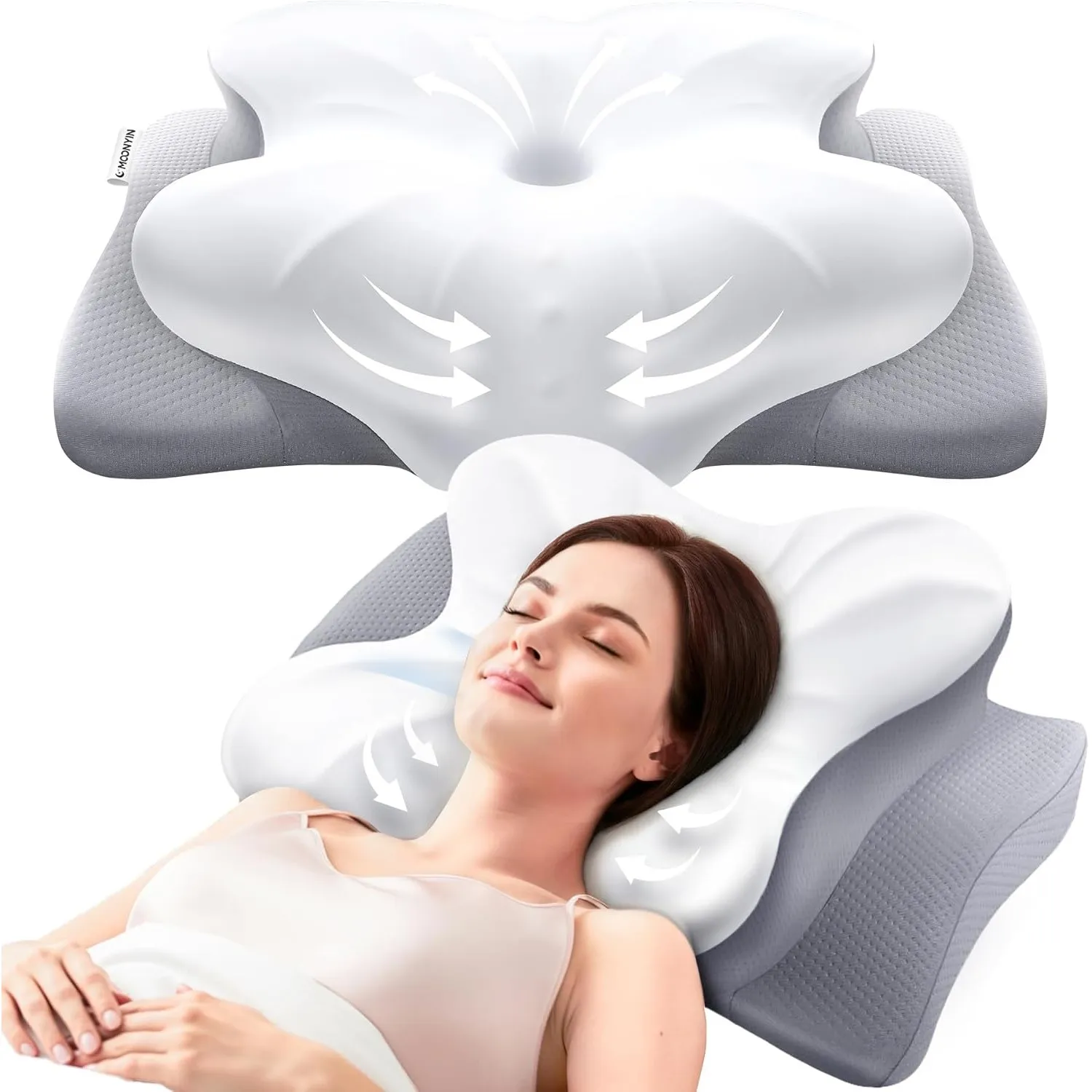 Nackenkissen Kopfkissen, Memory Foam Kissen, Nackenstützkissen, Ergonomisches Kopfkissen, Pillow Kissen für Seiten, Rüc…