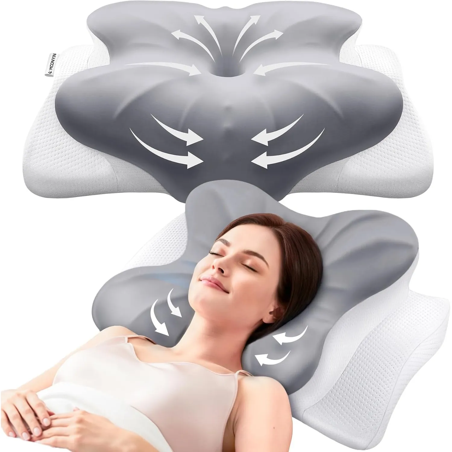 Nackenkissen Kopfkissen, Memory Foam Kissen, Nackenstützkissen, Ergonomisches Kopfkissen, Pillow Kissen für Seiten, Rüc…