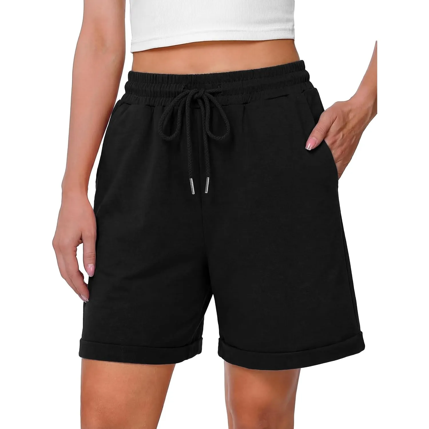 Litherday Shorts Damen Sporthose Kurze Jogginghose Sommer Sport Shorts Traininghose Kurze Hosen Baumwolle mit Taschen f…