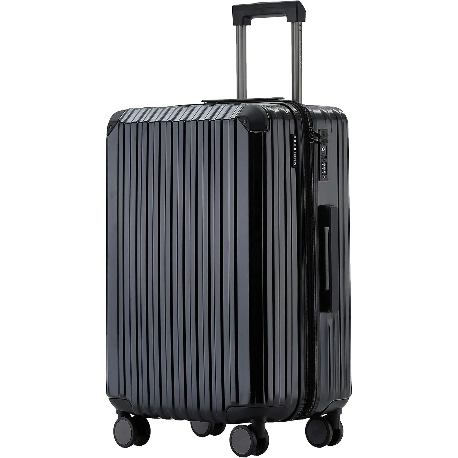 Münicase Reisekoffer L 66 cm, TSA, Hartschalenkoffer, Schwarz