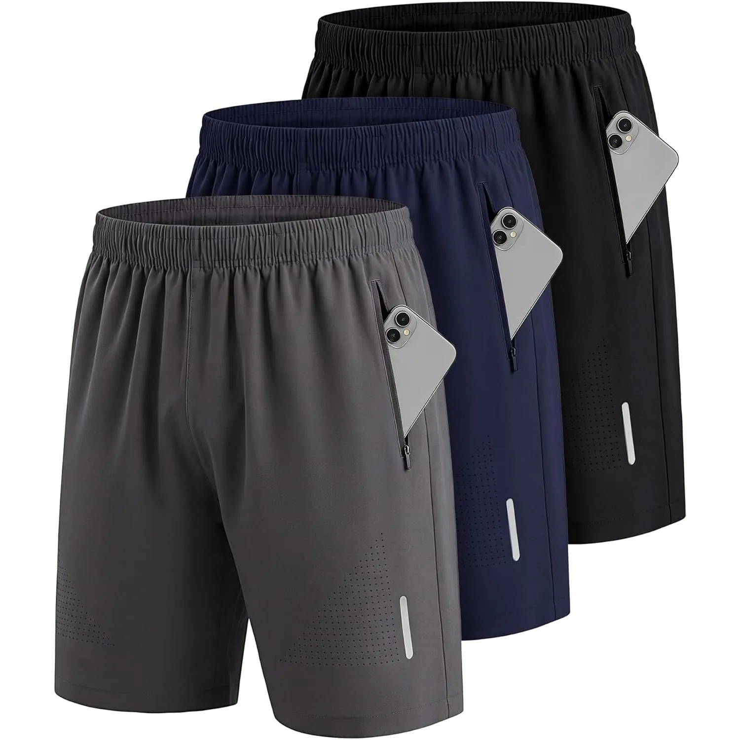UUMIAER Sporthose Herren Kurz Schnell Trocknend mit Reisverschlusstaschen Sport Shorts Kurze Hosen Geeignet für Verschi…