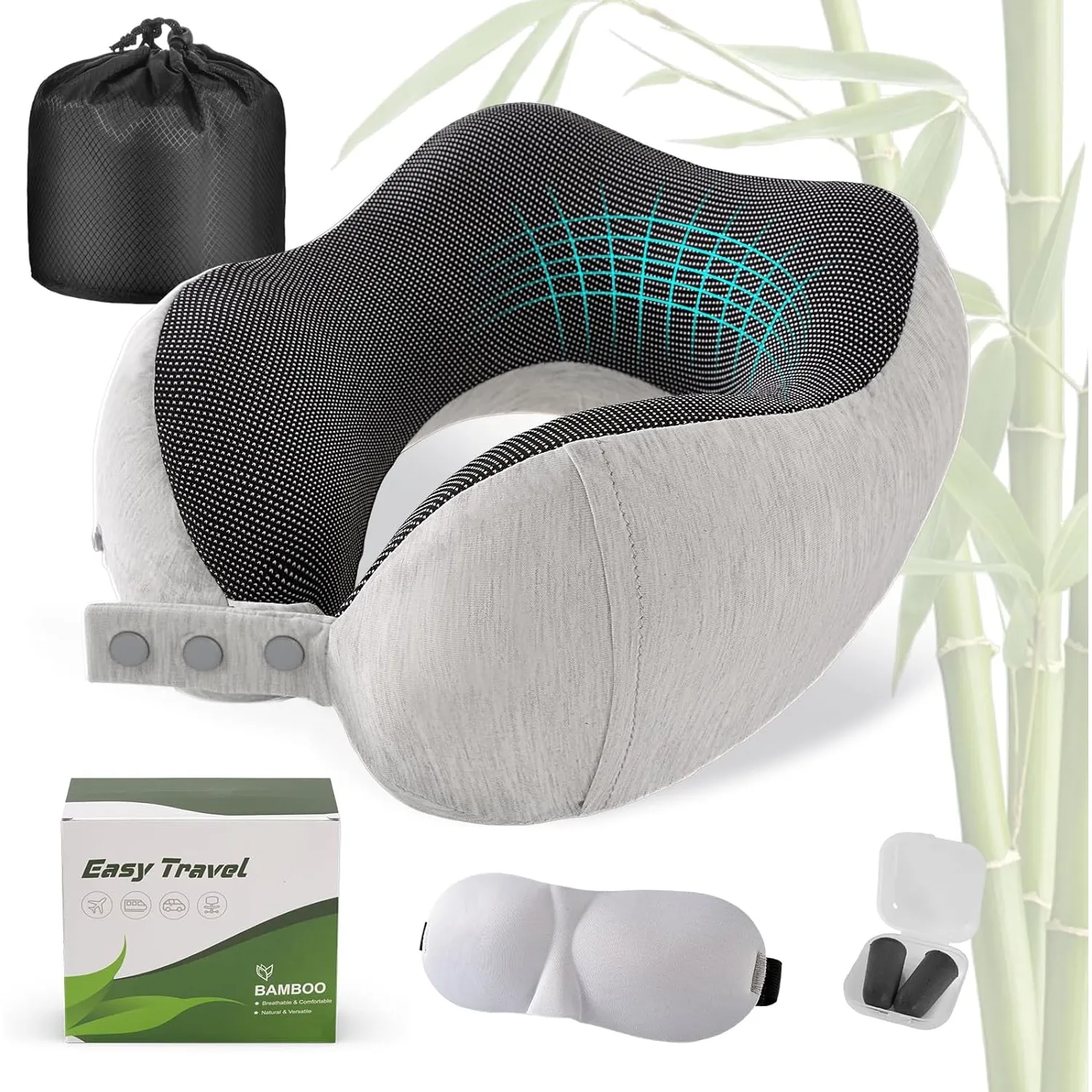Cirorld Nackenkissen Flugzeug, Nackenhörnchen Erwachsene, Reisekissen Memory Foam, Verstellbares Kompaktes Nackenkissen…