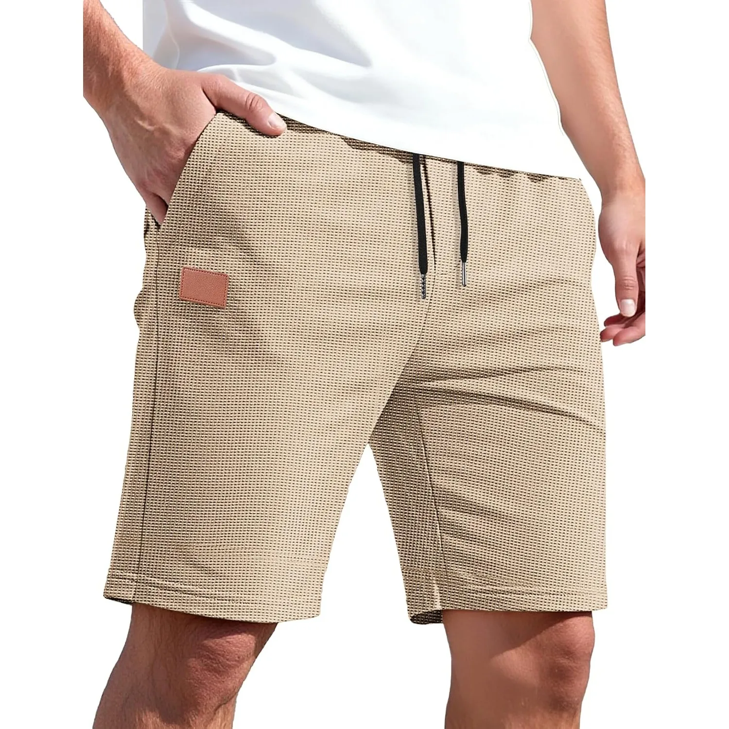 TARAINYA Waffel Kurze Hosen Herren Baumwolle Sommer Shorts mit Kordelzug | 65%baumwolle 35%polyester, strand casual, re…