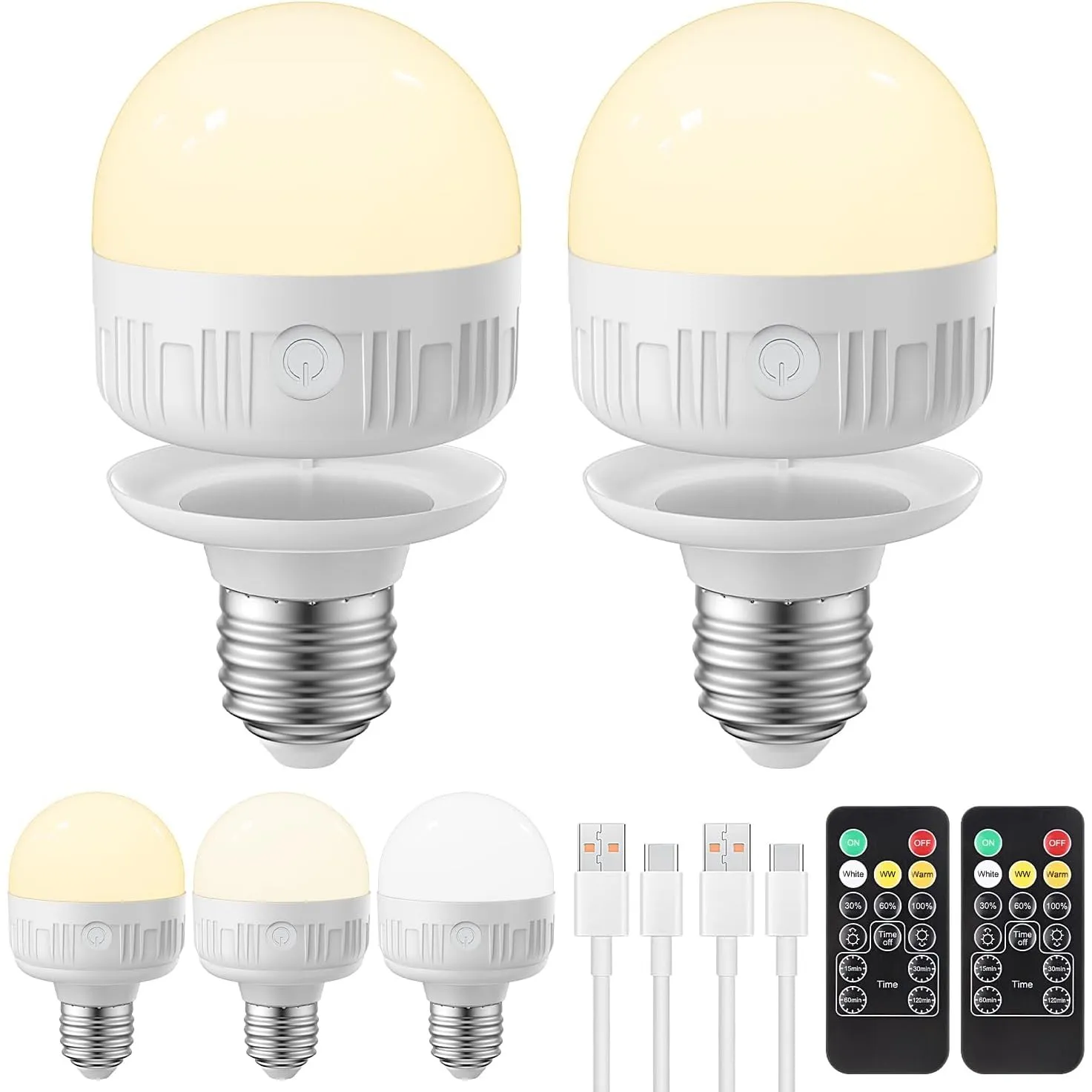 LGMCF E27 Wiederaufladbare Glühbirne, 8W, RGBWW, Dimmbare, Timing, 2 Pack | Fernbedienung, Timing-funktion, Magnetfuß, …