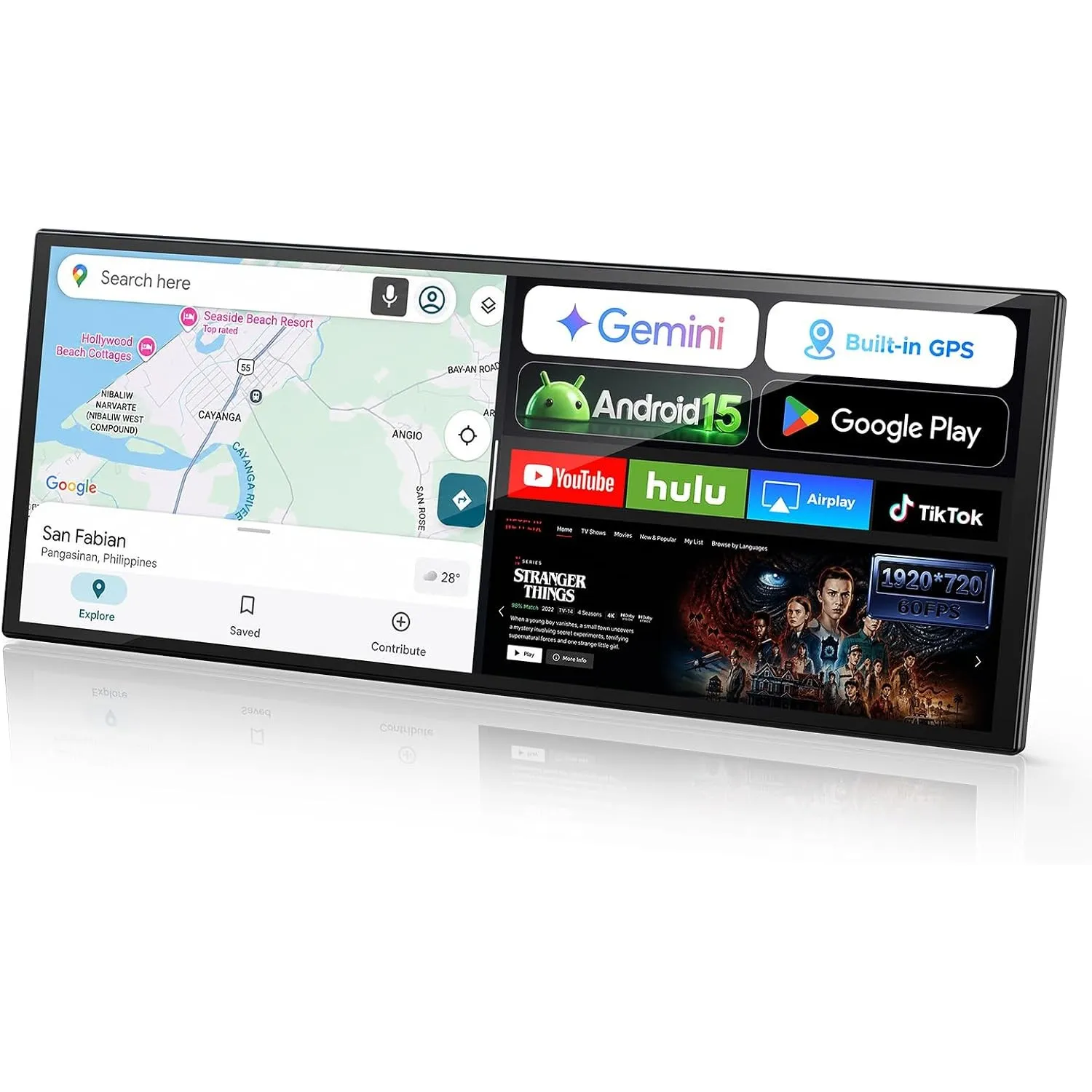 LAMTTO 11 Zoll Wireless CarPlay Android Auto Display mit Gemini AI Android 15 Autoradio 8-Kern 4+32GB G00gle Play App D…