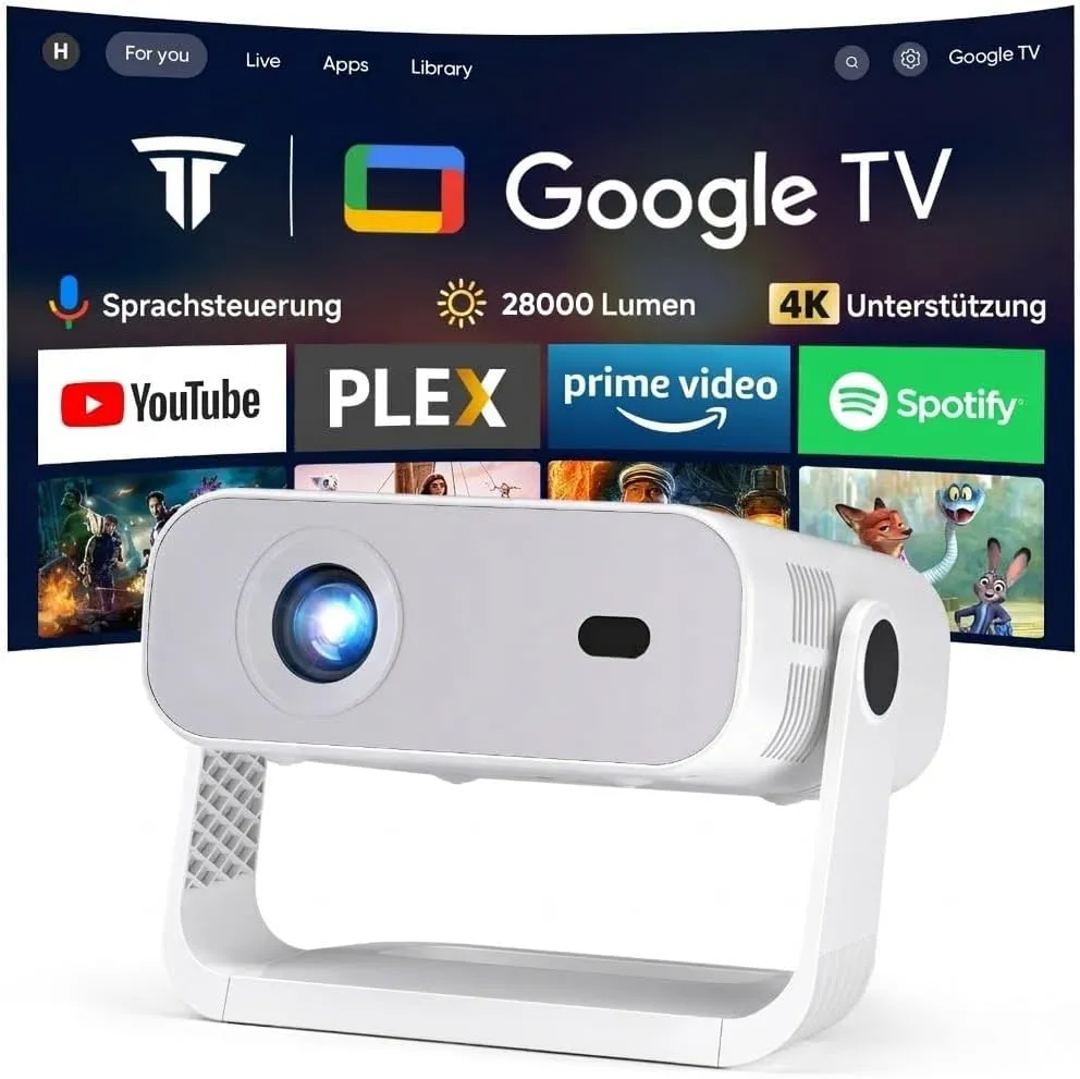 [Wielio 2026 Upgrade Google TV Beamer] Natives 1080P, 4K-Unterstützung, 25000 Lumens,elektrischer Fokus & Trapezkorrekt…