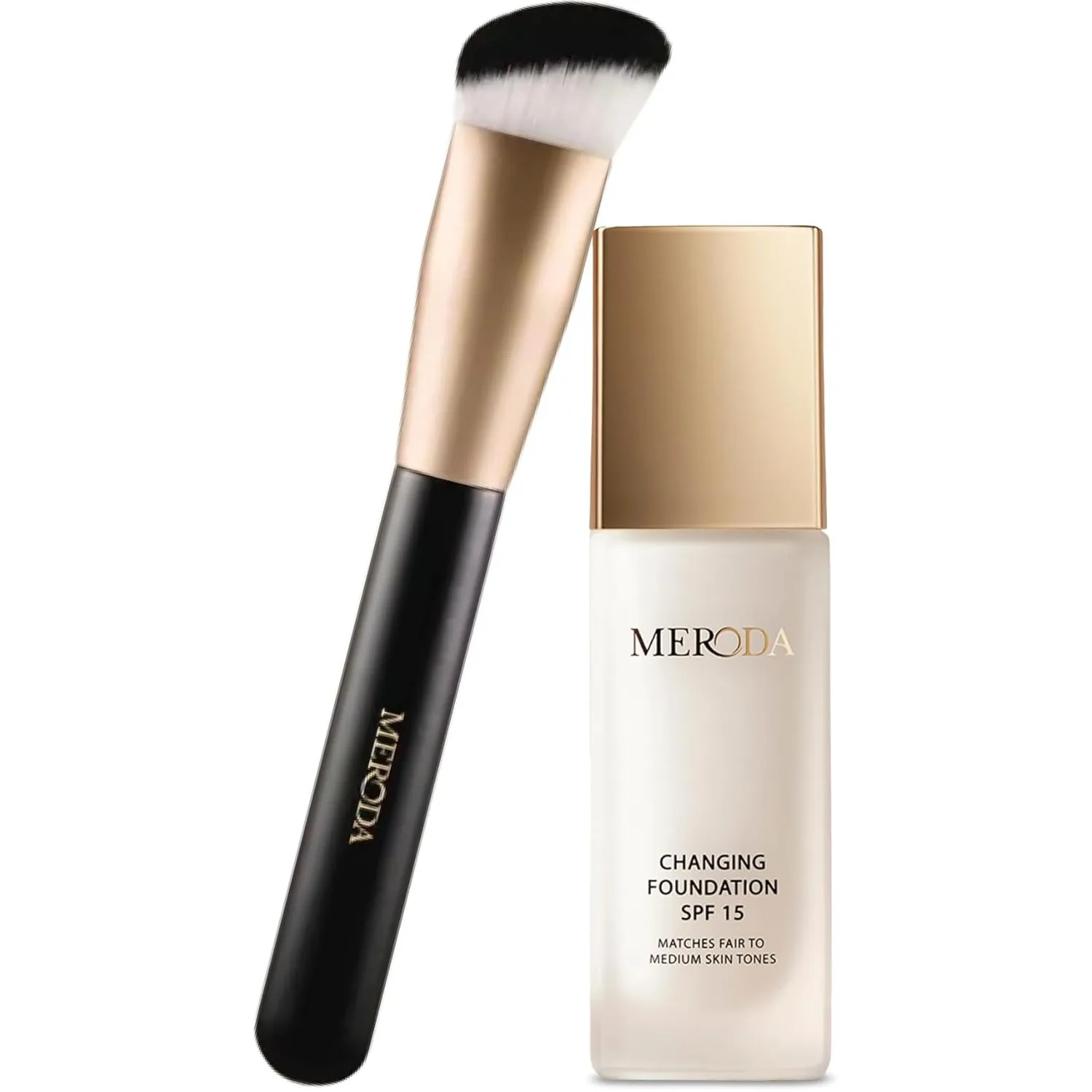 MERODA® Changing Foundation SPF 15 [LIGHT TO MEDIUM SKIN] - Essential Brush Set