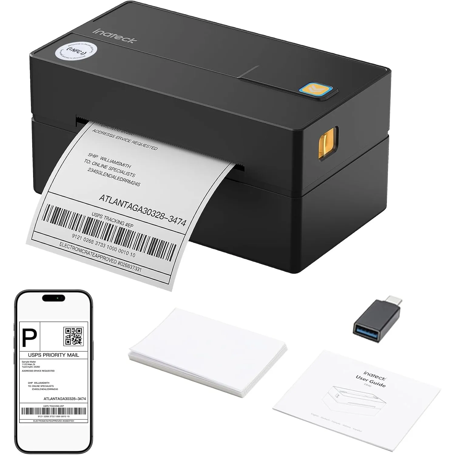 Inateck Bluetooth Etikettendrucker, DHL Versandetiketten 4x6 Thermodrucker