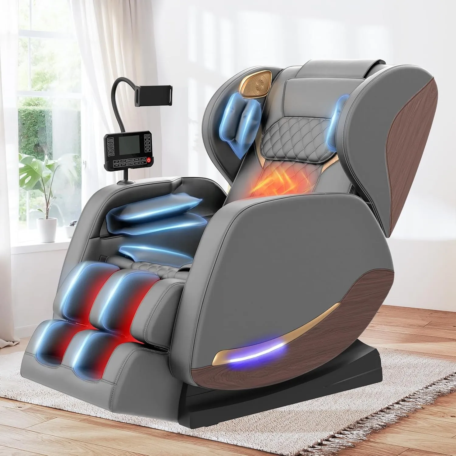 Ganzkörper Massagesessel mit 14 Massagerollen,Bein- und Taillenheizung, 8 Airbags, Bluetooth-Lautsprecher, Touchscreen-…