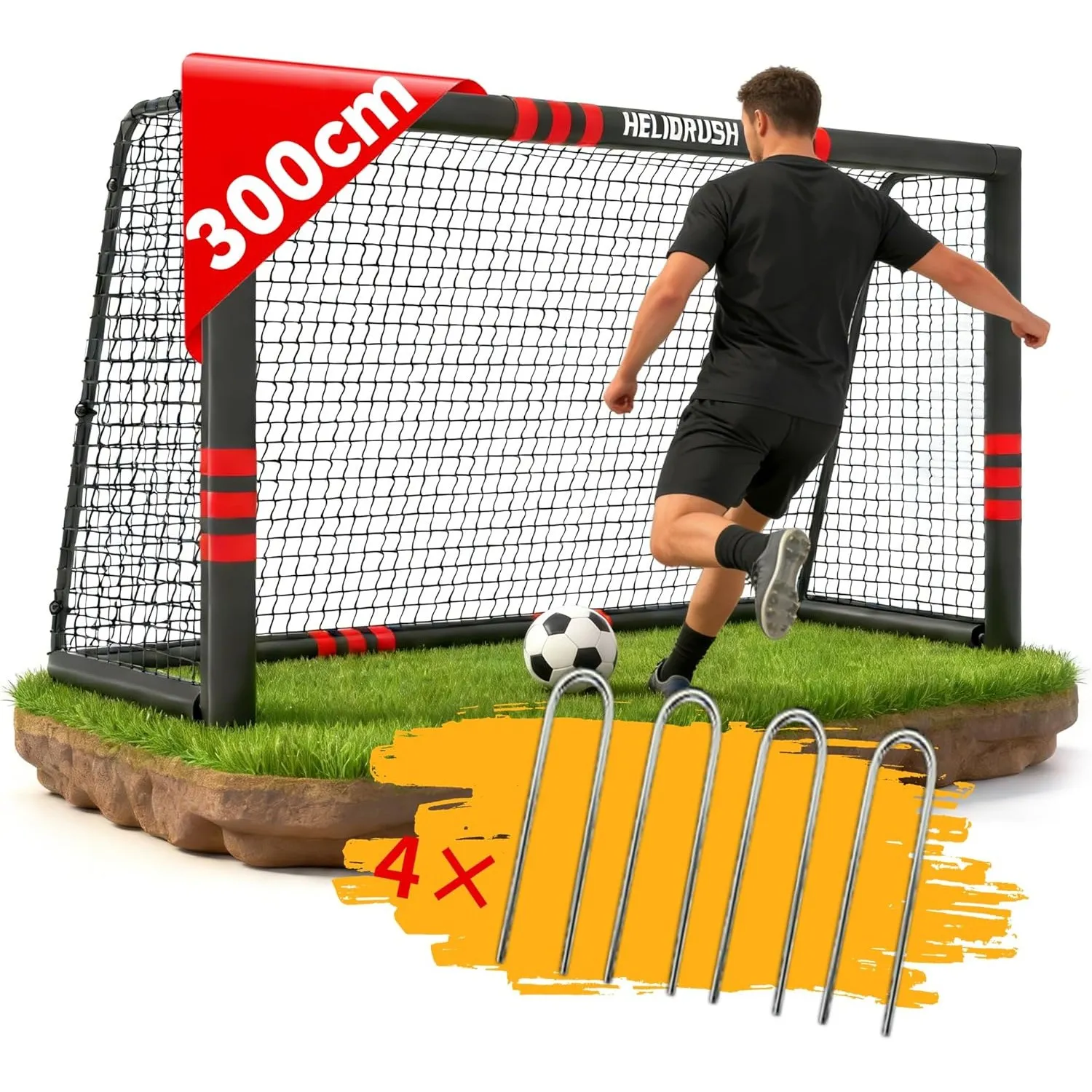 Fußballtor für Garten Kinder - 32mm Stahlrahmen & EPE-Polsterung, Wetterfestes Tor Set mit 33-lagigem PE-Netz & U-Erdan…