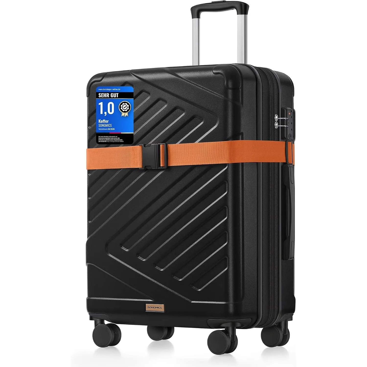 SONGMICS Koffer, Reisekoffer, Hartschalenkoffer mit TSA-Schloss, Koffergurt, ABS-Trolley, 4 Zwillingsrollen, erweiterba…