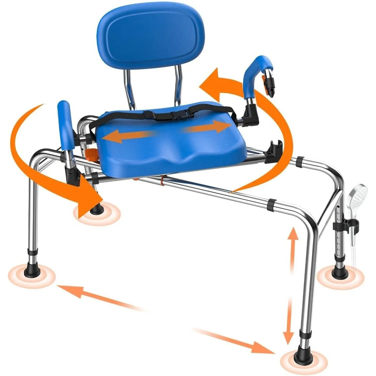 Gleitender Duschstuhl mit 360° drehbarem Sitz, 204kg Wannen-Transferbank