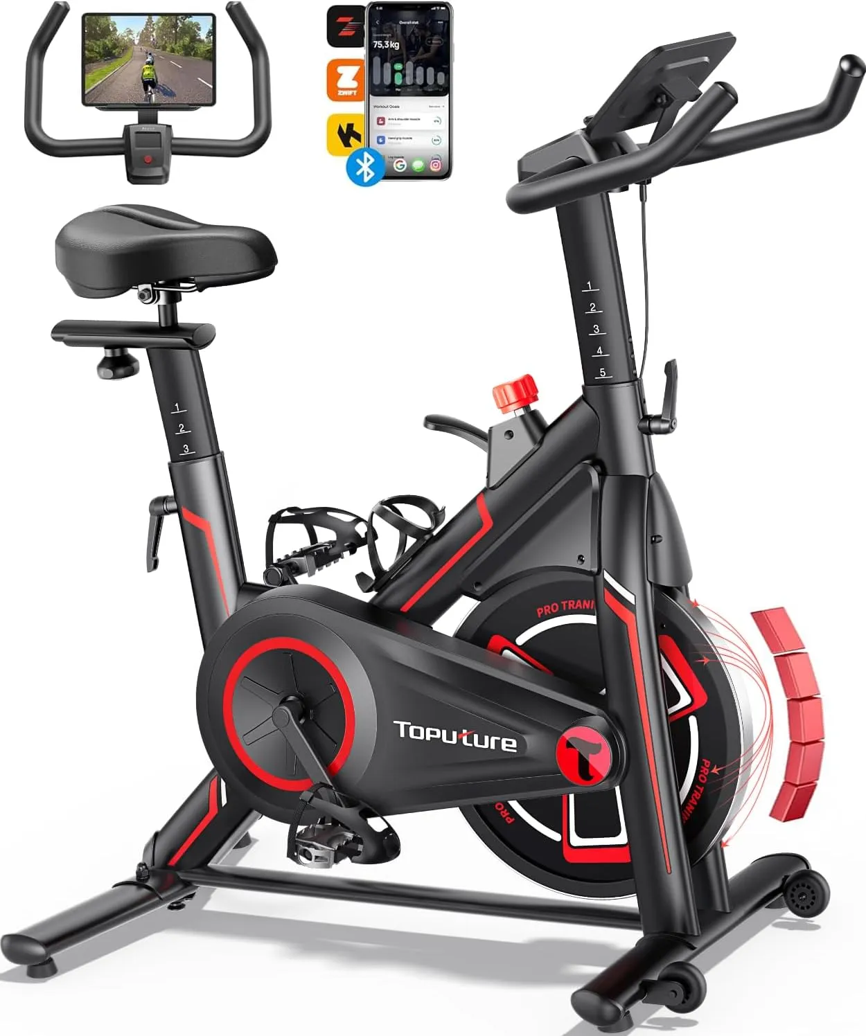 2026 Toputure Heimtrainer Fahrrad mit APP, 0-100% Magnetwiderstand Ergometer, 15KG Schwungrad, Bis 160KG, Hometrainer I…