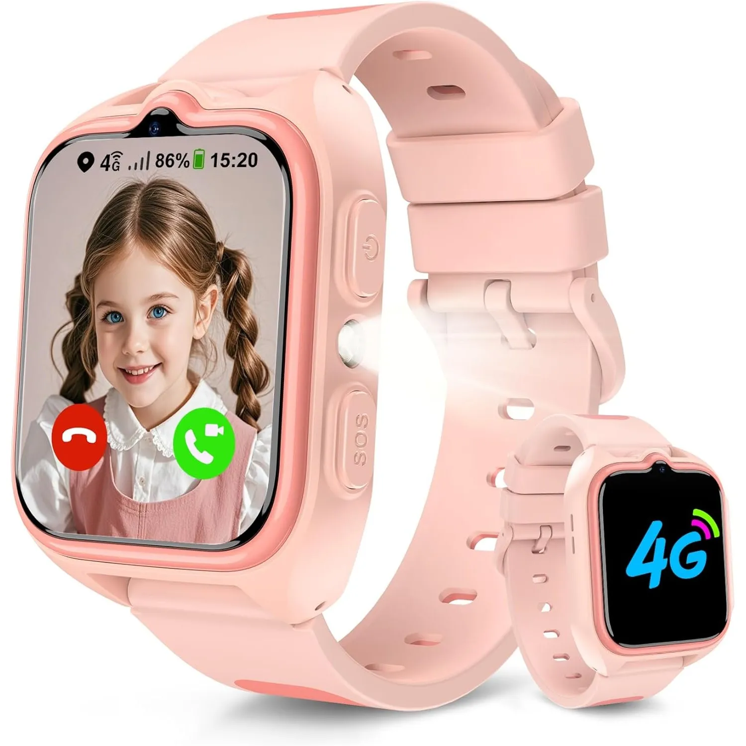 4G Smartwatch Kinder - Kinder Telefonuhr mit SIM-Kartenslot, Telefonanruf, Sprachchat, GPS, SOS Notruf, Taschenlampe, S…