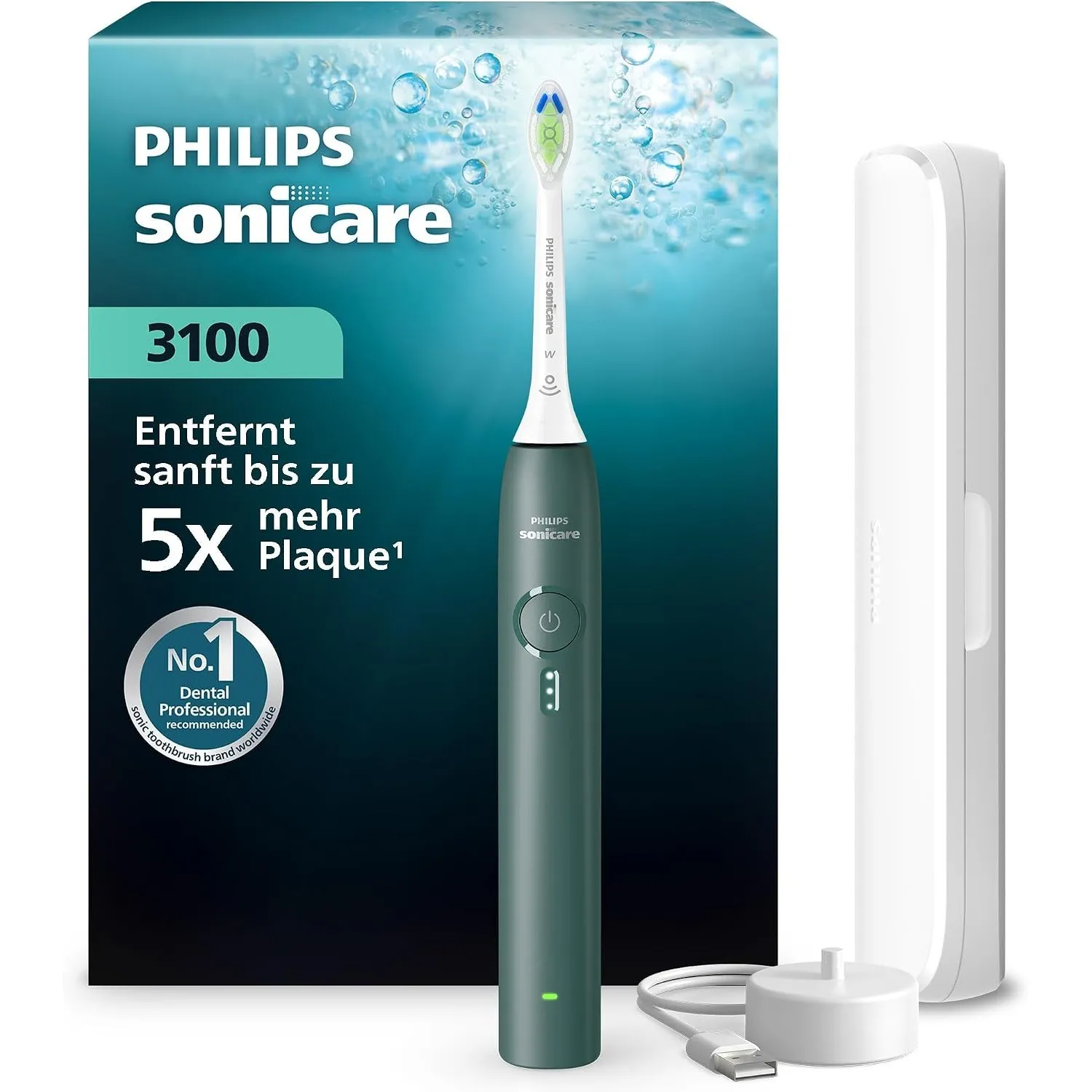Philips Sonicare Series 3100 Elektrische Zahnbürste - Schallzahnbürste mit Drucksensor, 3 Intensitätsstufen, EasyStart,…
