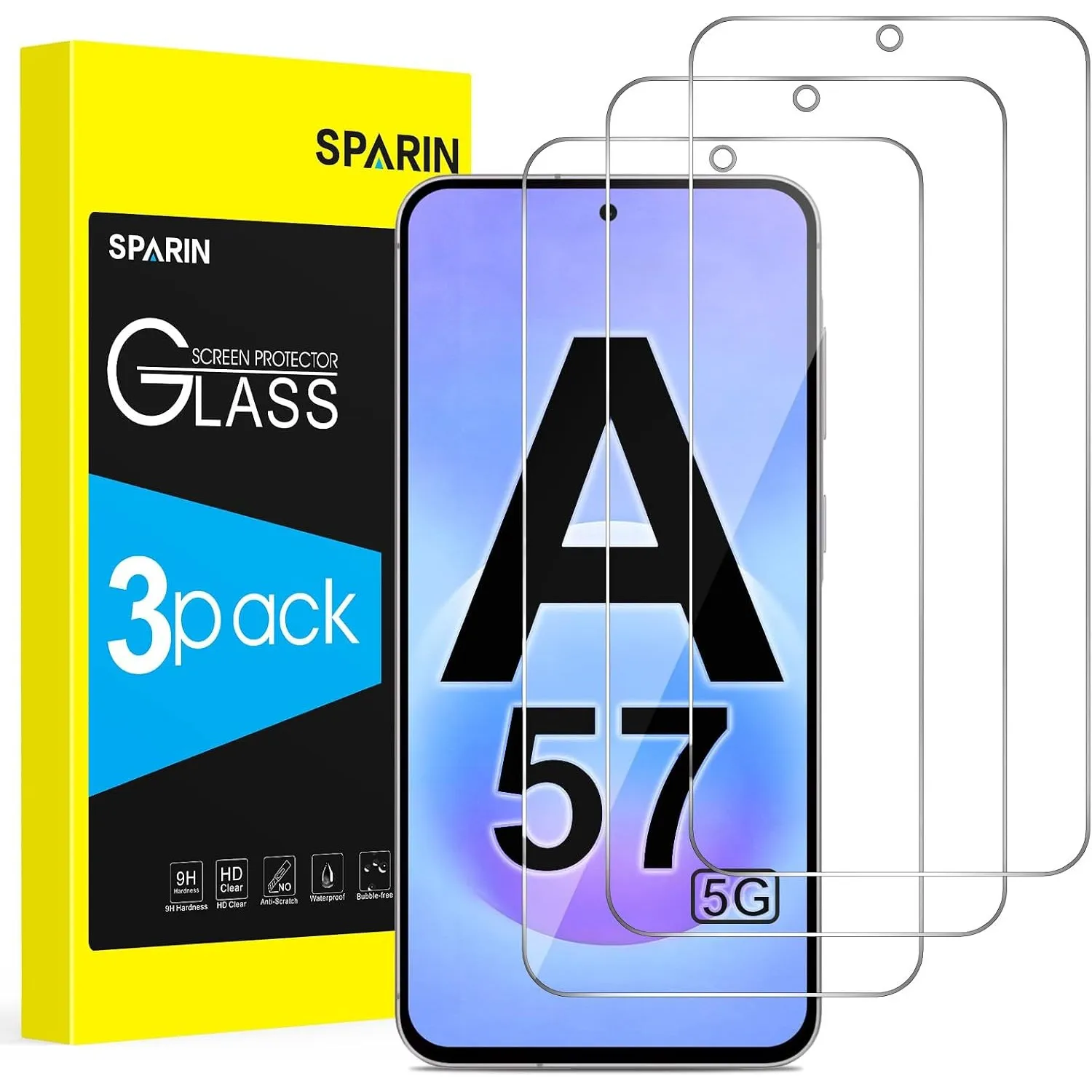 SPARIN für Samsung Galaxy A57 5G Panzer Schutz Glas, 3 Stück