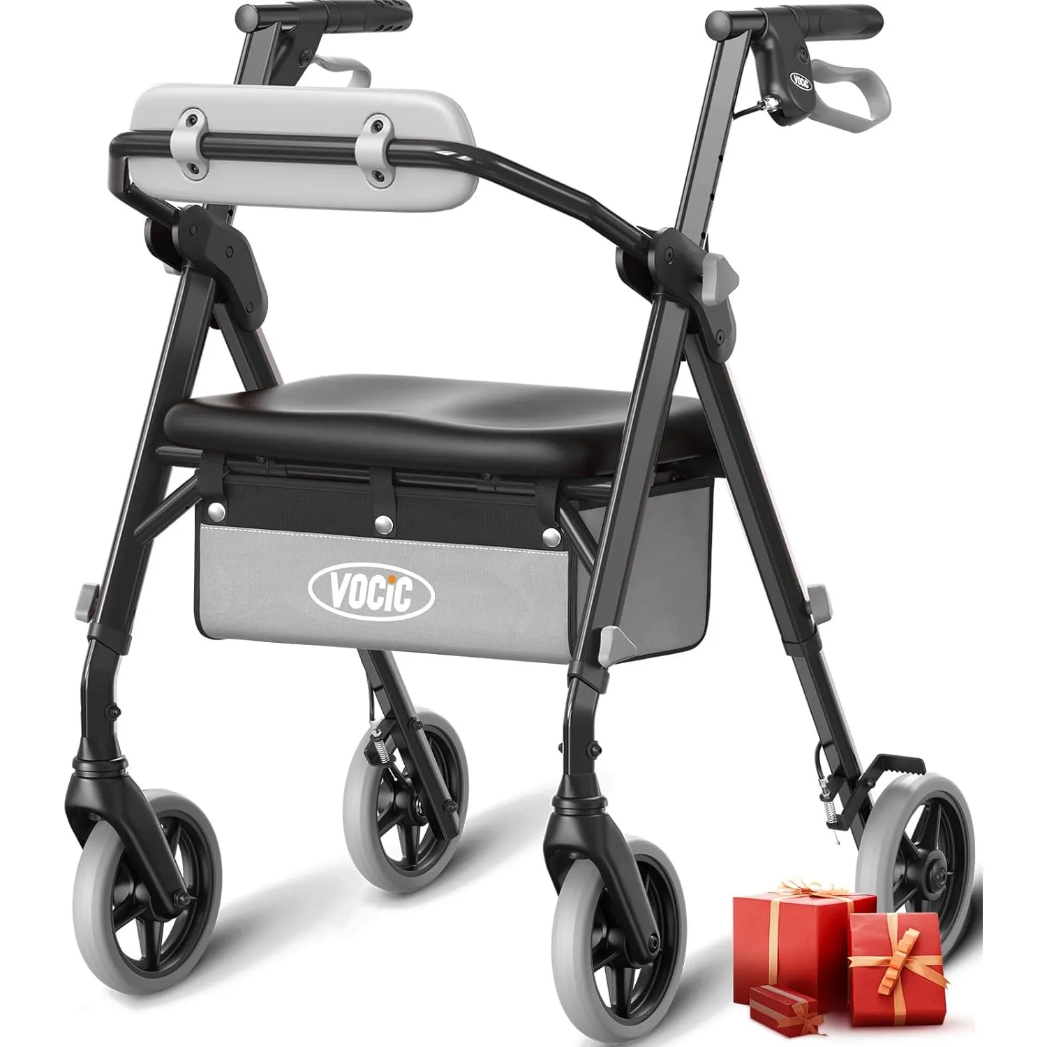 VOCIC Z11 Rollator faltbar und leicht mit Sitz,Max 172kg,Schmal für wohnung