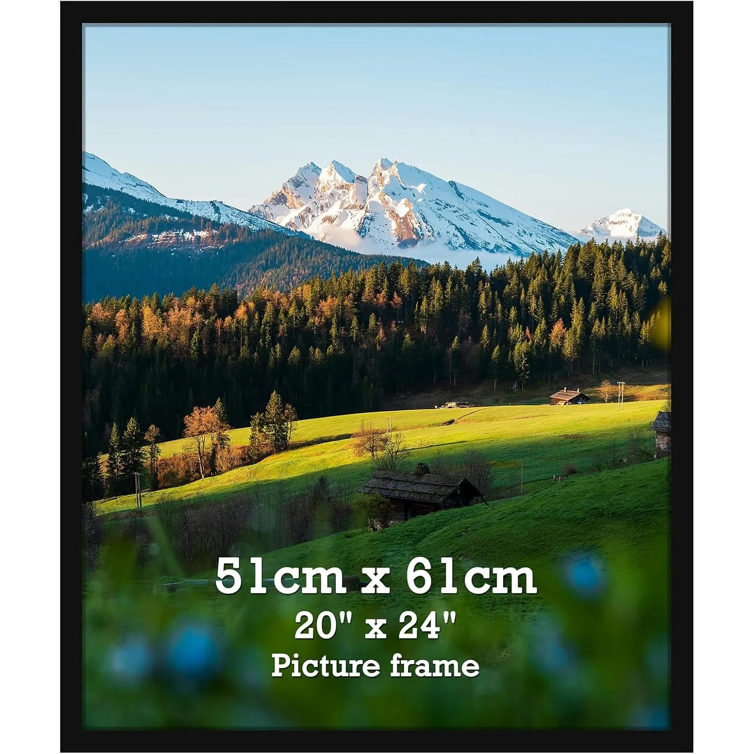 Bilderrahmen 50x60 cm 1 Stück schwarzer Fotorahmen, geeignet für 60x50 cm Fotos, Poster und Kunstwerke, passend zur Wan…