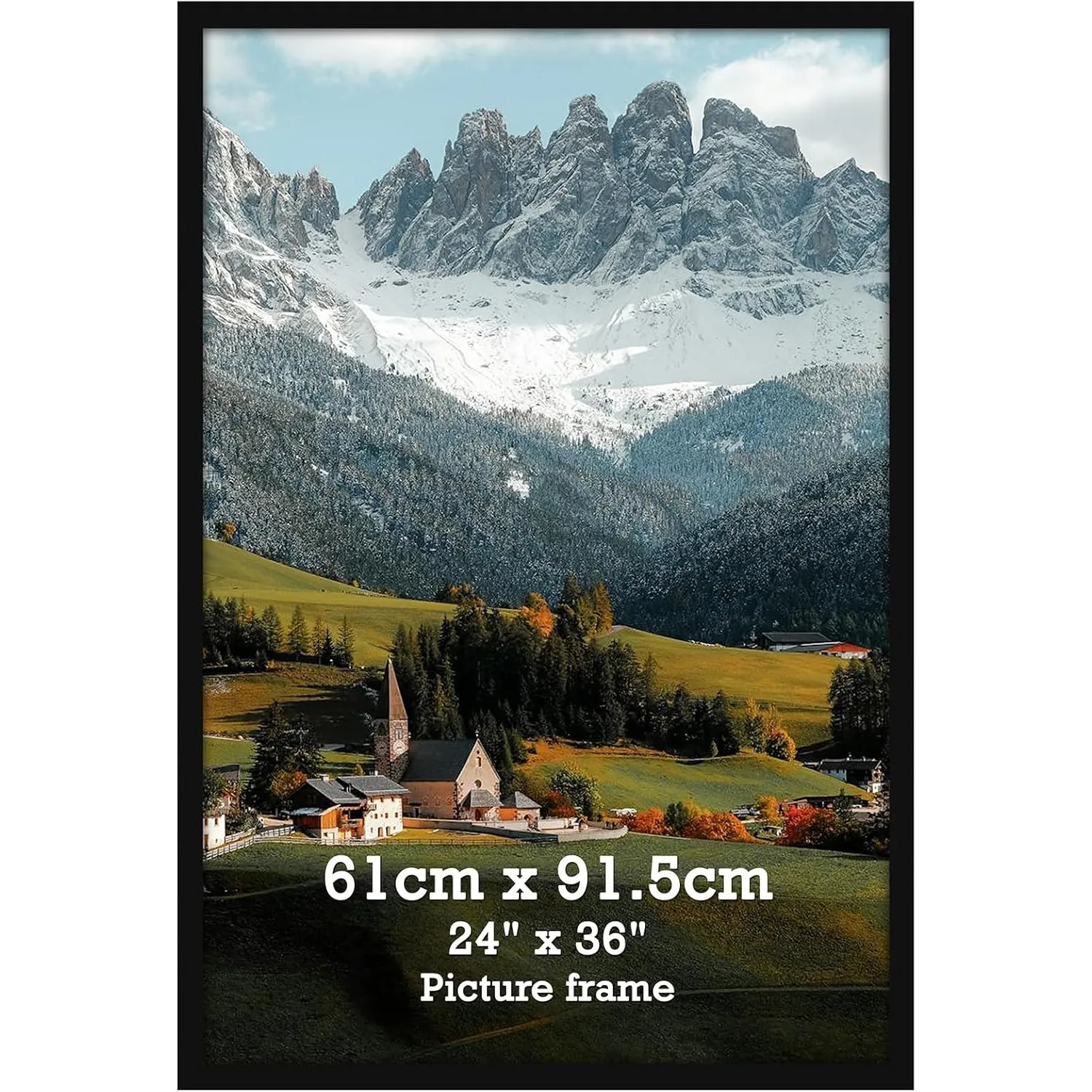 Bilderrahmen 61x91,5 cm 1 Stück schwarzer Fotorahmen, geeignet für 91,5x60 cm Fotos, Poster und Kunstwerke, passend zur…