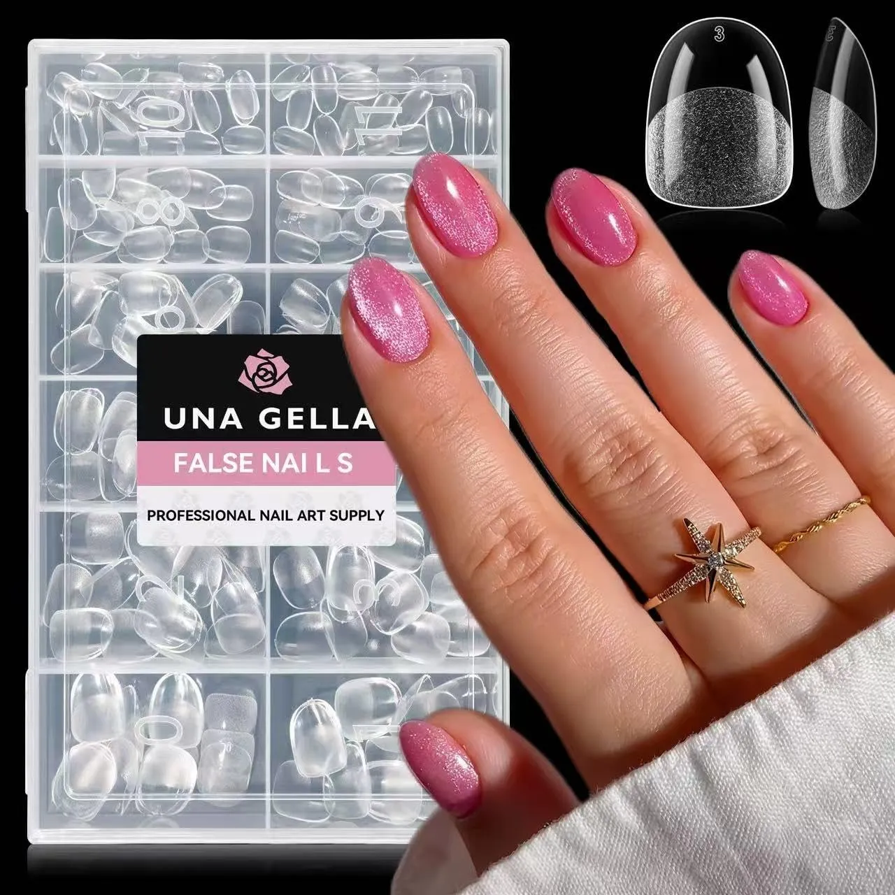 UNA GELLA Extra Kurze Ovale Nageltips, 216 Stück 12 Größen Vorgefeilt Soft Gel Full Cover Klar Nail Tips, Ultra Kurz Ru…