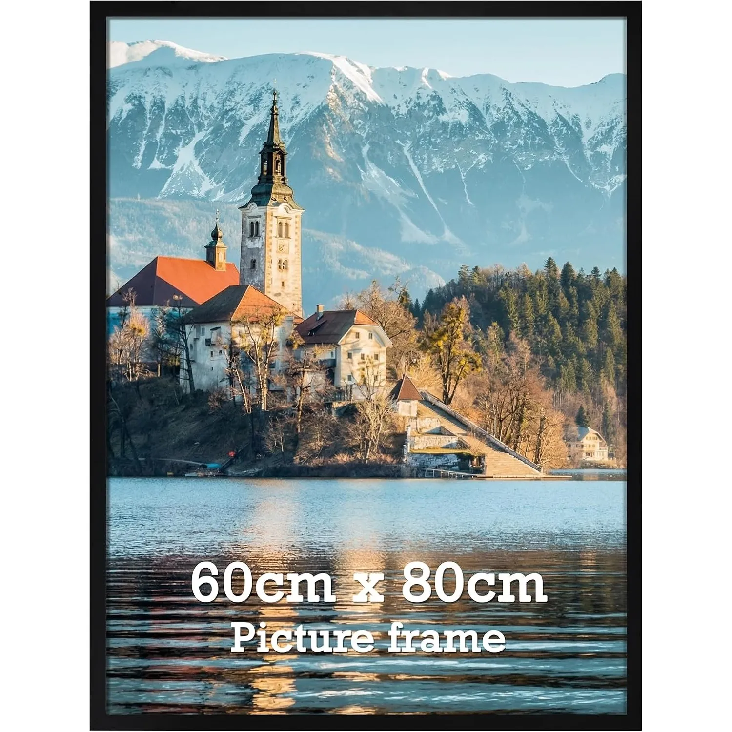 Bilderrahmen 60x80 cm 1 Stück schwarzer Fotorahmen, geeignet für 80x60 cm Fotos, Poster und Kunstwerke, passend zur Wan…