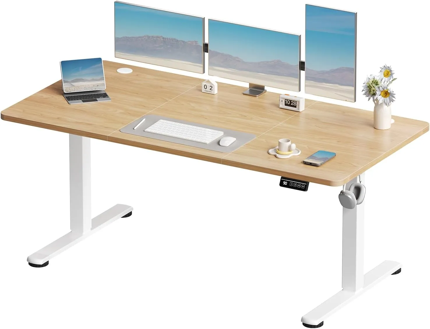 Devoko Elektrisch Höhenverstellbarer Schreibtisch 160 x 60cm, Stabiler Schreibtisch Höhenverstellbar Tisch, Steh-Sitz B…