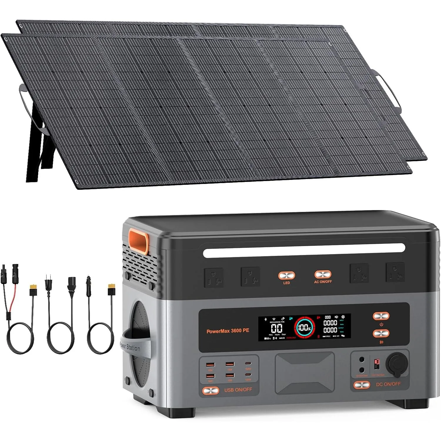 OUKITEL 3200W/2048Wh Solargenerator mit 2x400W Solarpanel PowerMax 3600PE