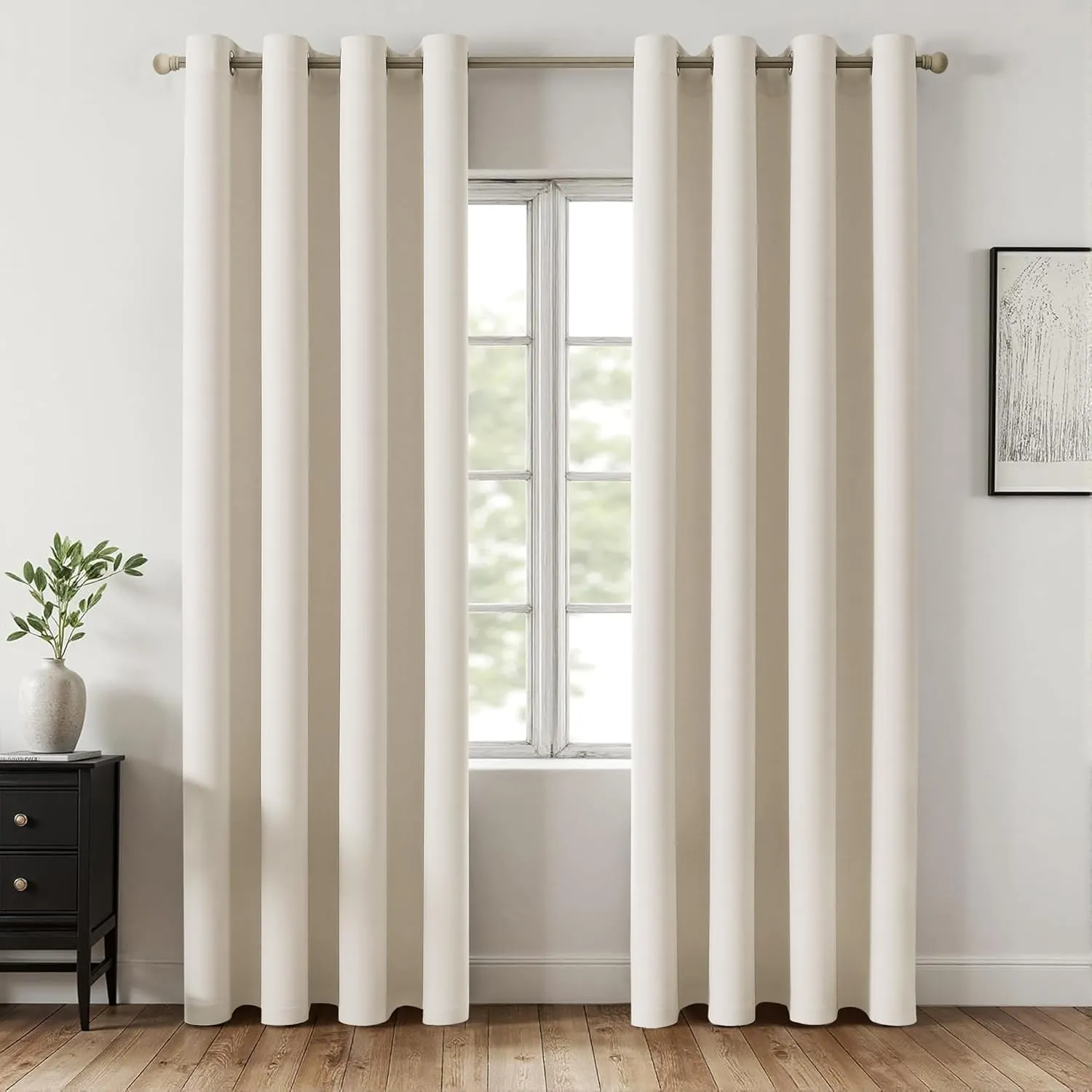 MIULEE Verdunklungsvorhänge Thermo Blickdicht Ösen 2er Set 140x225cm Weiß