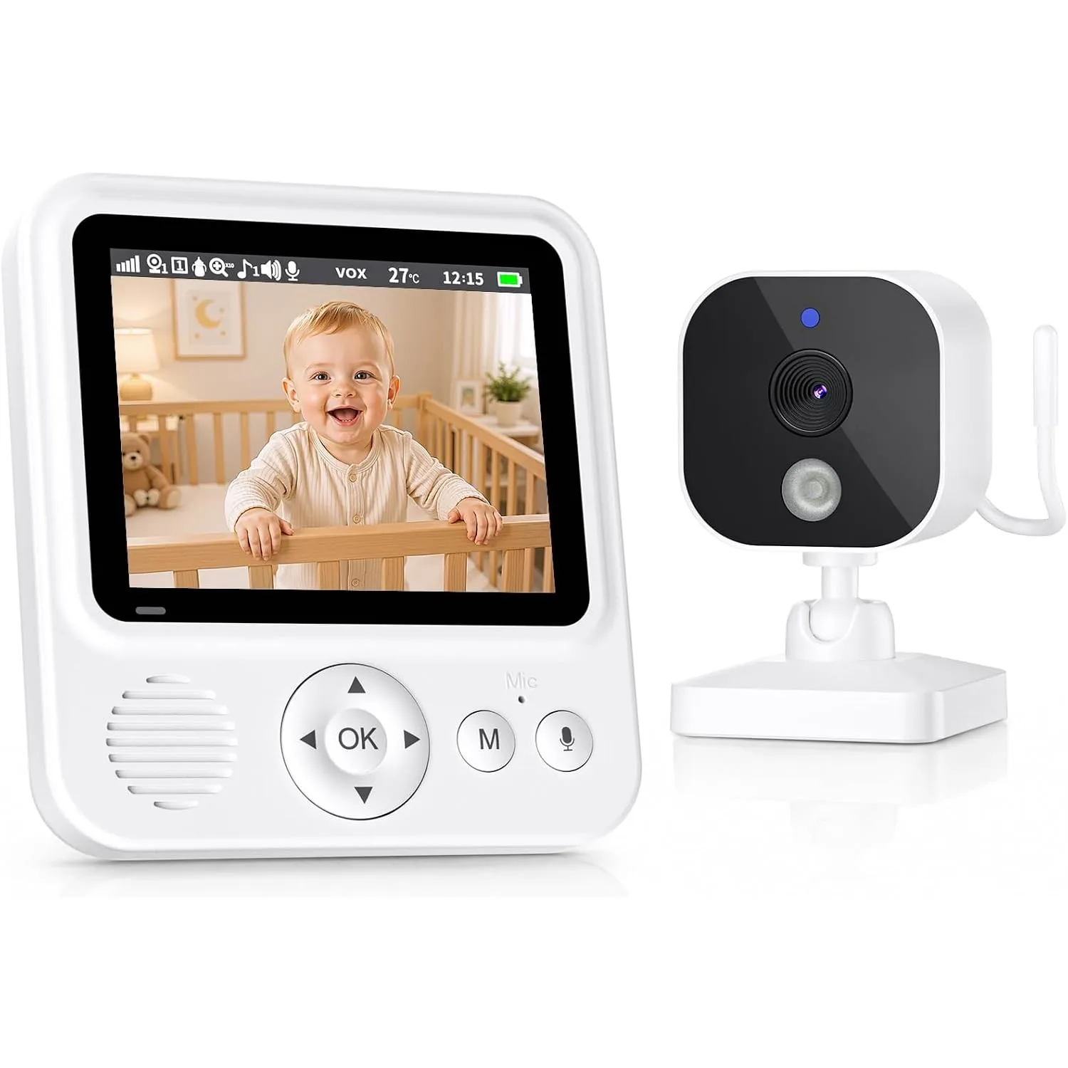 OBVHNUA Babyphone mit Kamera ohne WLAN, 2,8 Zoll 720P, 96 Std. VOX