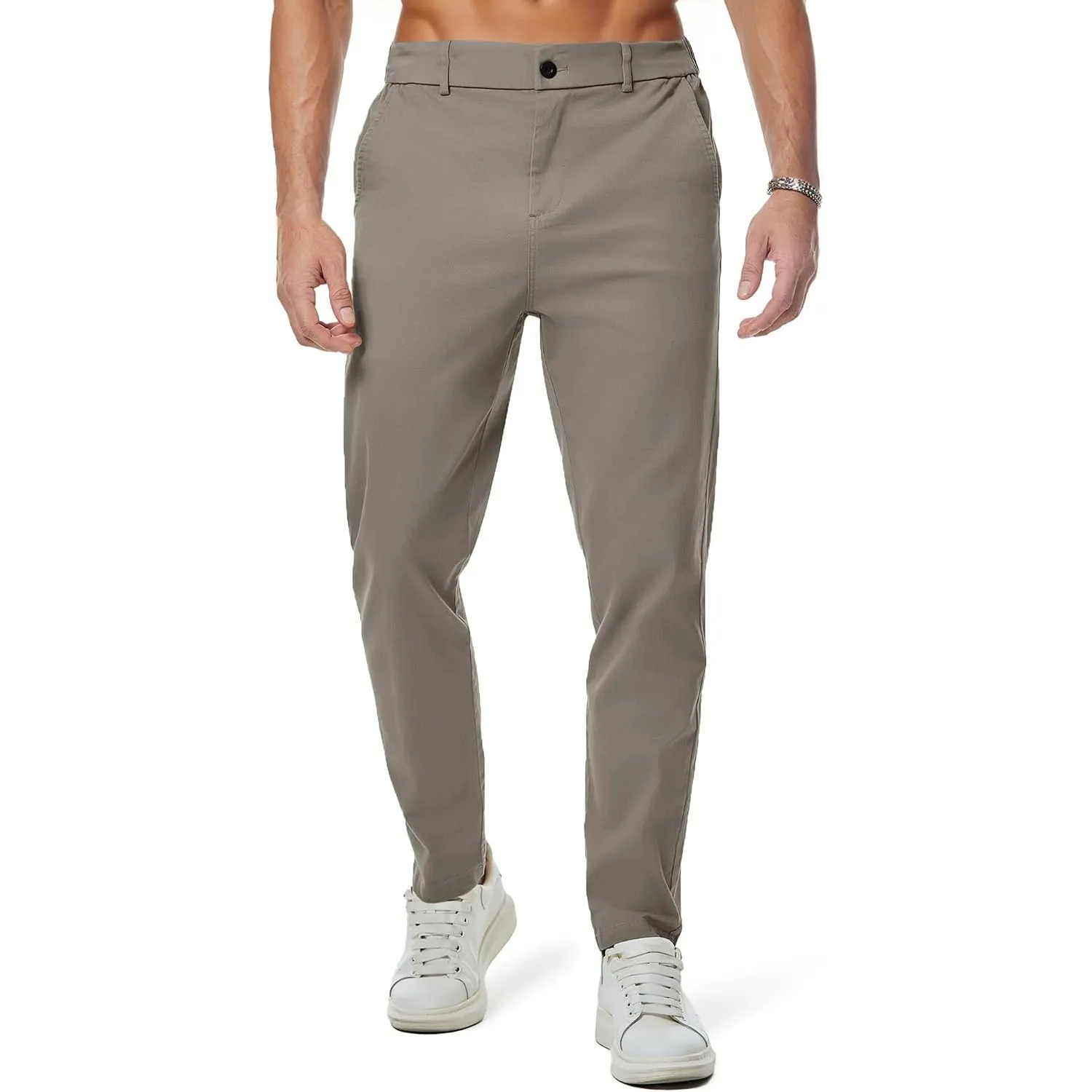 JMIERR Chino Hose Herren Baumwolle Business Männer mit Taschen