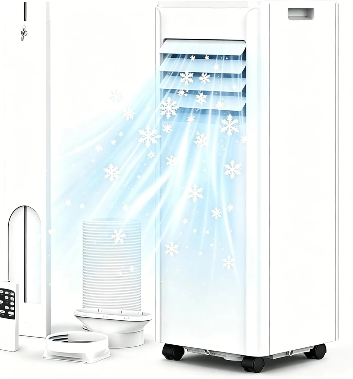 Air Conditioning Mobil 9000 BTU with Exhaust Hose + Window Kit | 4-in-1 Mobile Air Conditioner | Cooling, Dehumidifying…