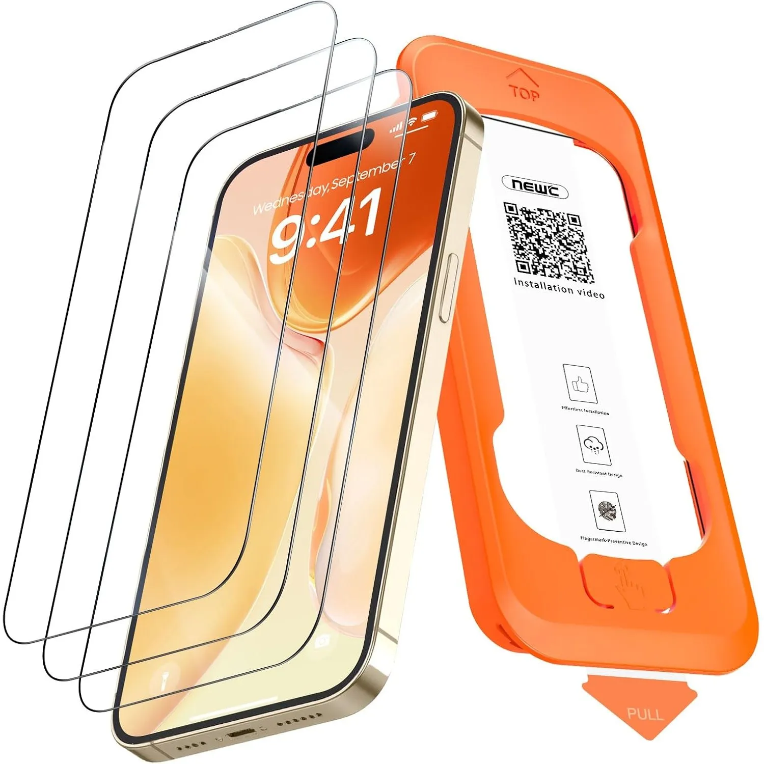 NEW'C Schutzfolie für iPhone 14 Pro für Panzerglas mit Montagehilfe