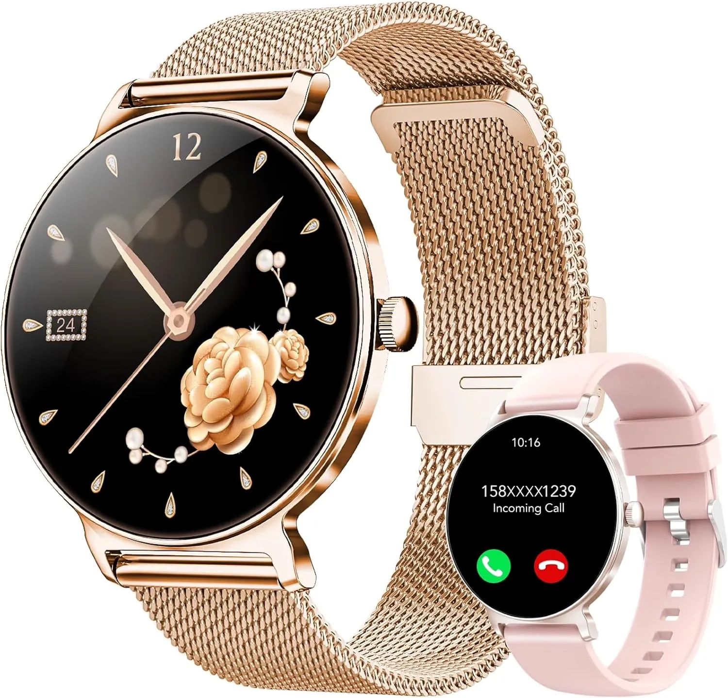 Smartwatch Damen mit Telefonfunktion, 1,27-Zoll AMOLED-HD Voll-Touchscreen Smartwatch, 120+ Sportmodi, IP68 Wasserdicht…