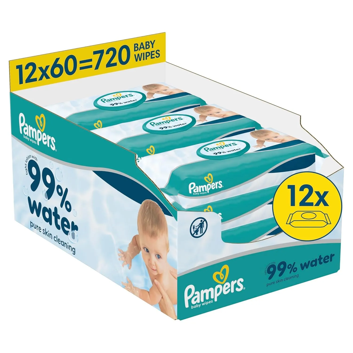 Pampers 99% Water Baby-Feuchttücher, 12x60 (720 Stück)