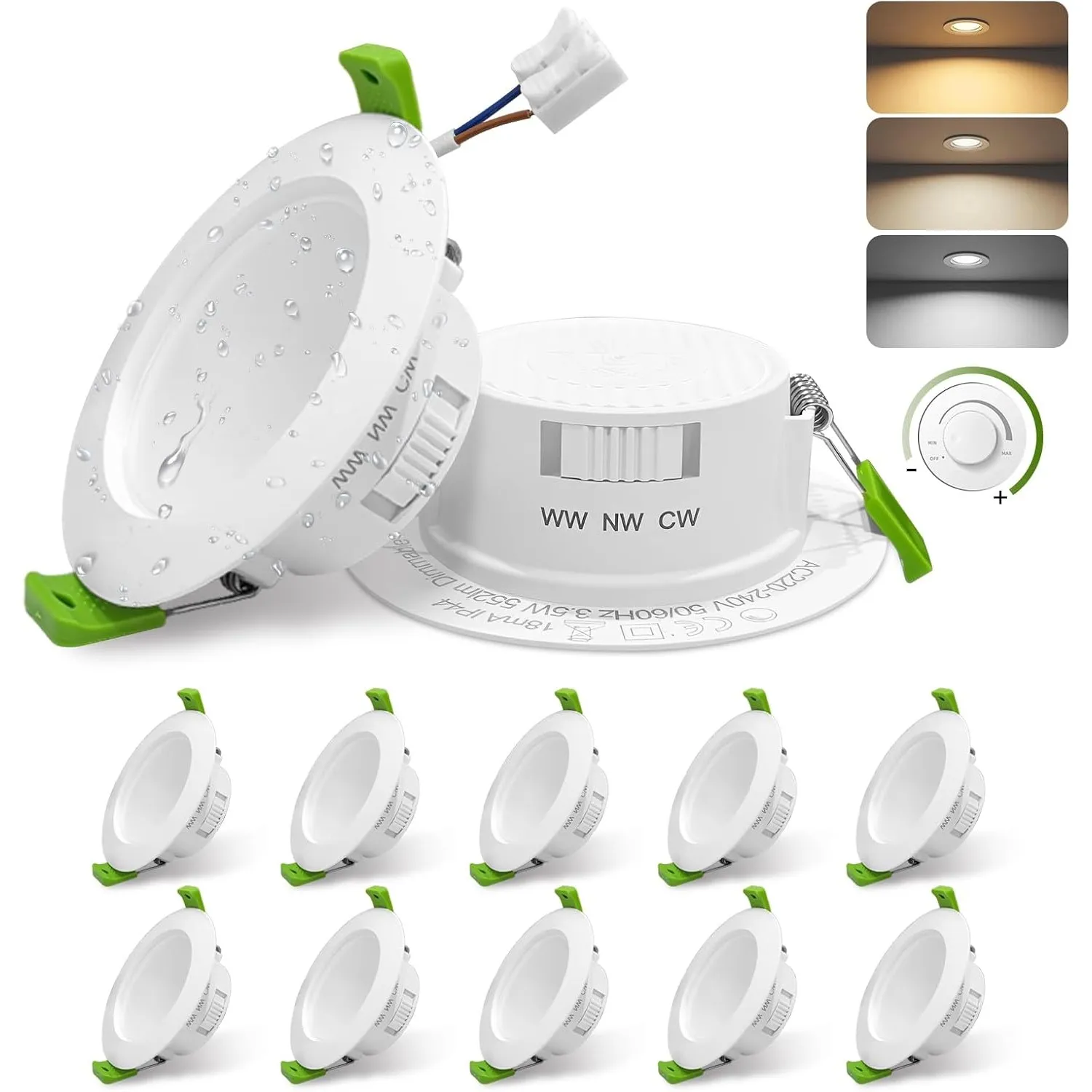 GY TÜV Rheinland zertifiziert LED Einbaustrahler 3.5W 230V Dimmbar, 552 Lumen IP44 Einbauleuchten Für Badezimmer Küche,…