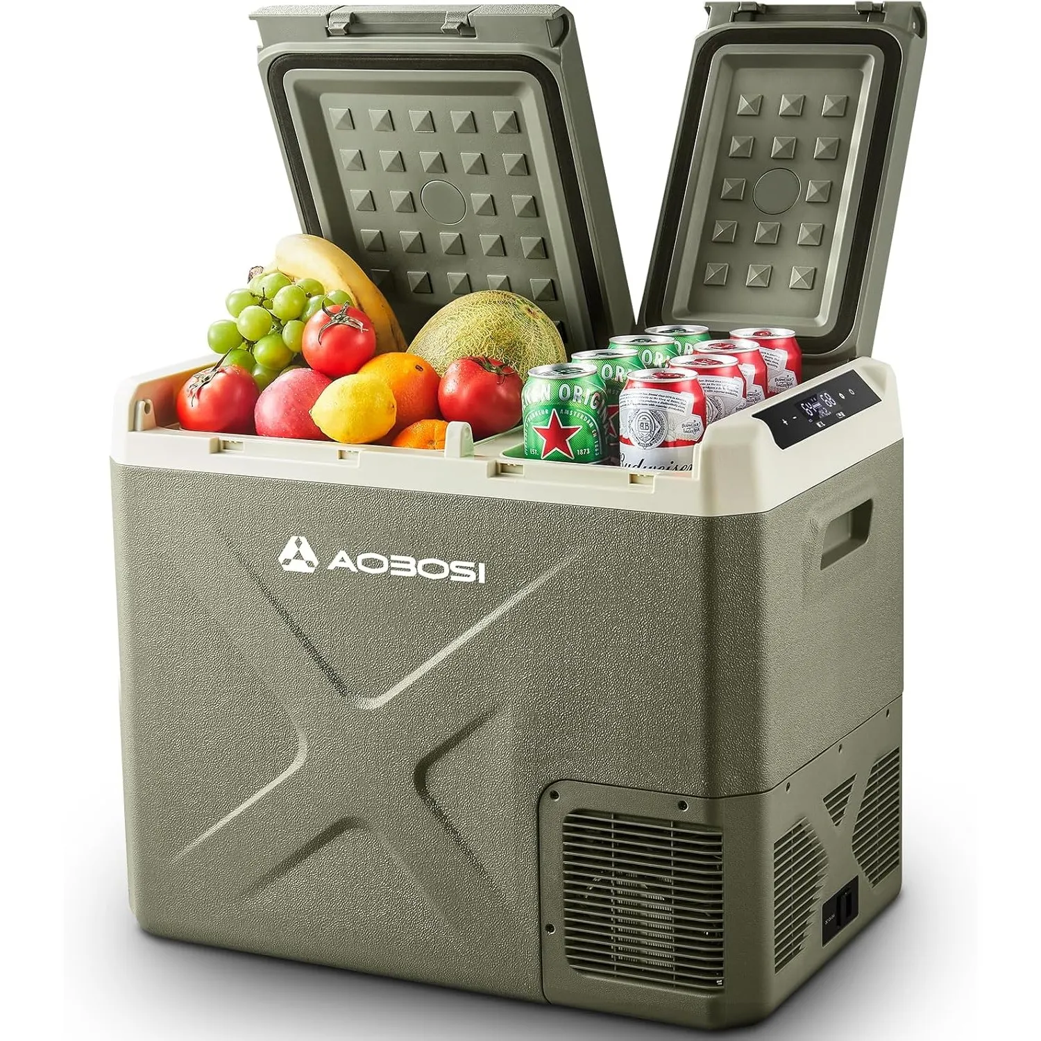 AAOBOSI Kompressor Kühlbox 40L: Elektrische Kühlbox Auto Dual Zone 12/24V DC & 100-240V AC, -20°C bis 20°C – Ideal für …