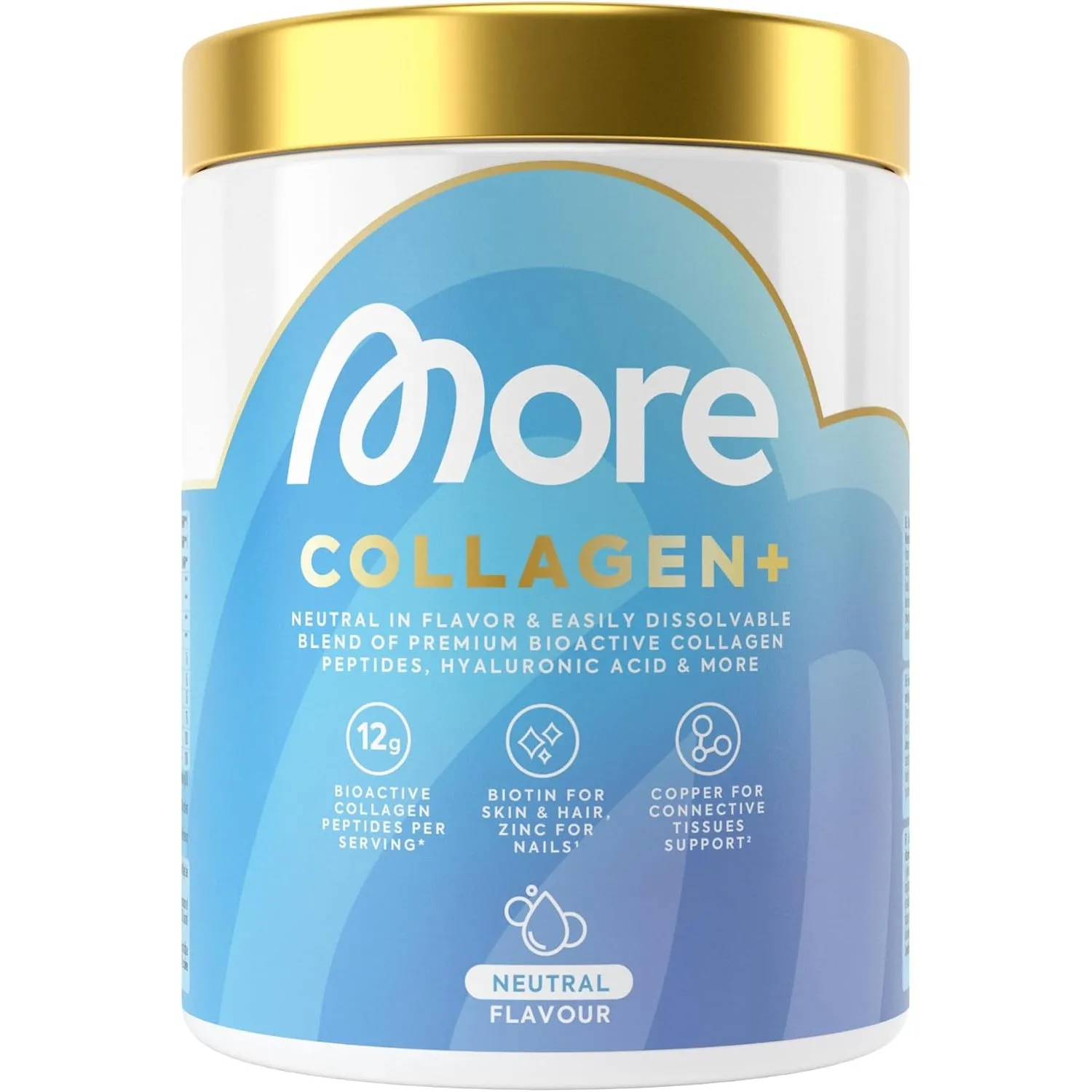 MORE Collagen+, Neutral, mit Kollagenhydrolysat, Hyaluronsäure, 300 g
