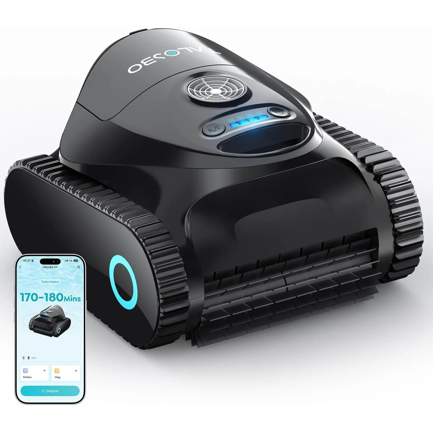 C1 Poolroboter Akku Boden und Wand, Wasserlinie, Doppelfilter, 7 Reinigungsmodi, 180 Minuten Laufzeit, Poolreiniger mit…