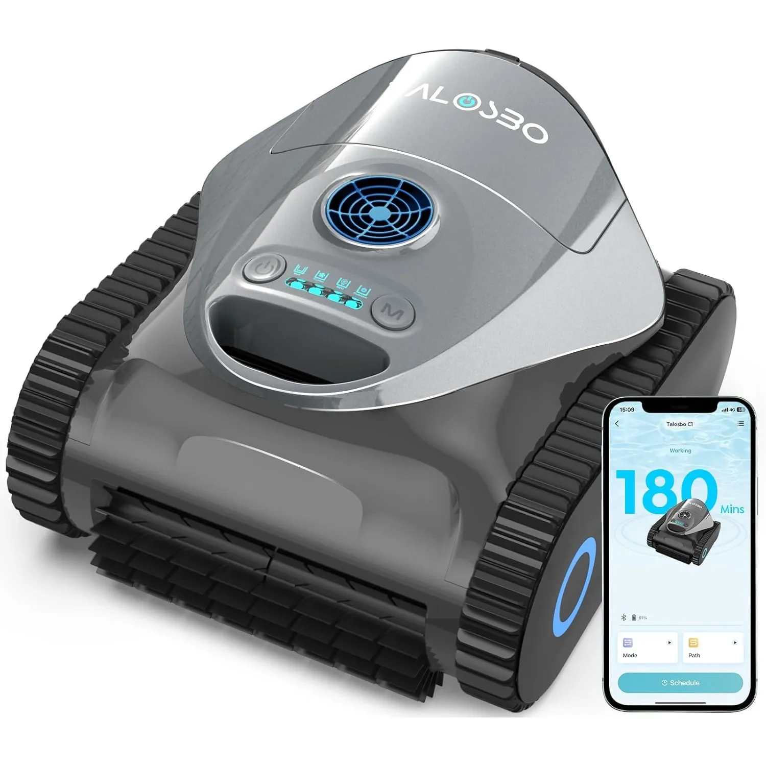 (2026 Neu) C1 Poolroboter Boden und Wand, Wasserlinie, 180μm Filterkorb und 35ppi Schwammfilter, 180 Min. Akkulaufzeit,…