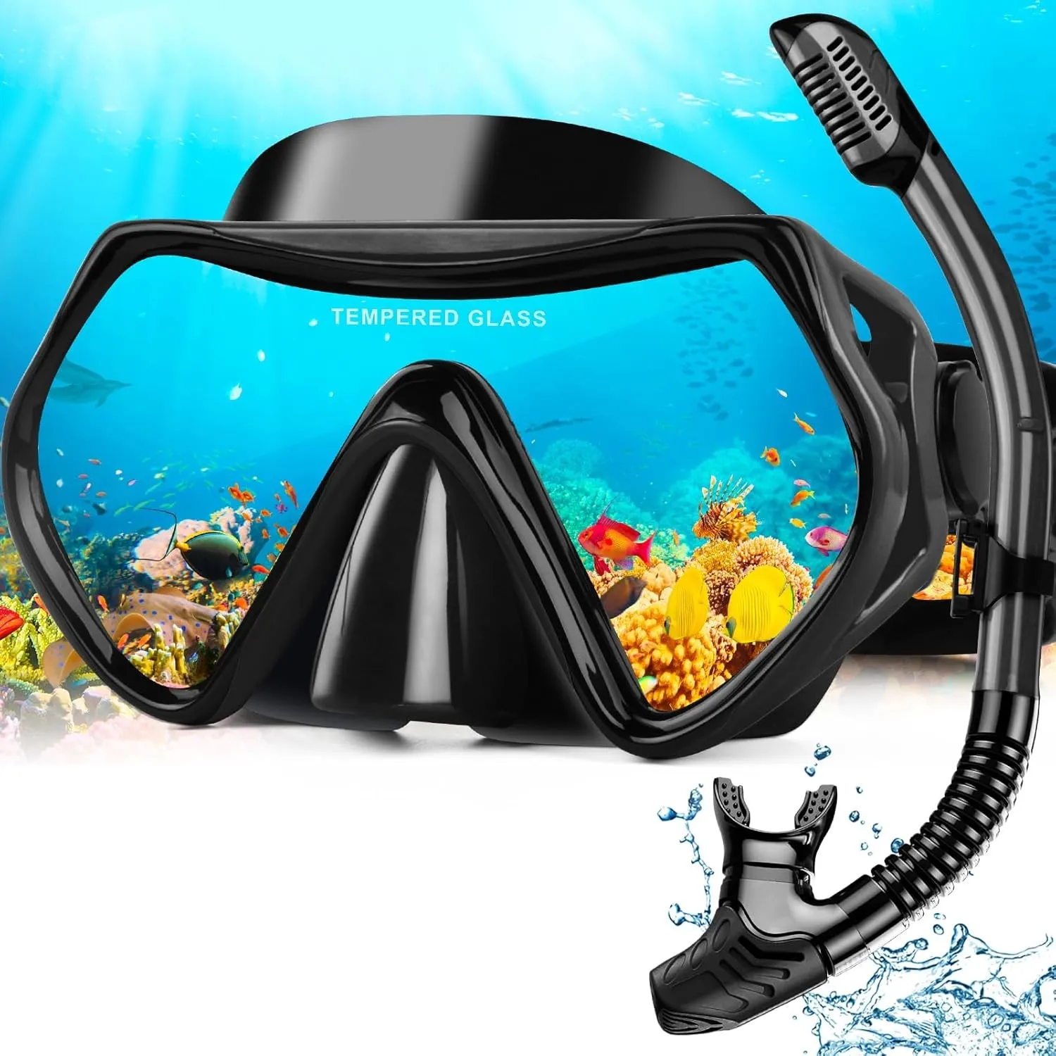 Hydomi Schnorchelset Erwachsene Anti-Fog Taucherbrille mit 180° Panorama Sichtfeld, Dry Top Schnorchel 3-Kanal System, …