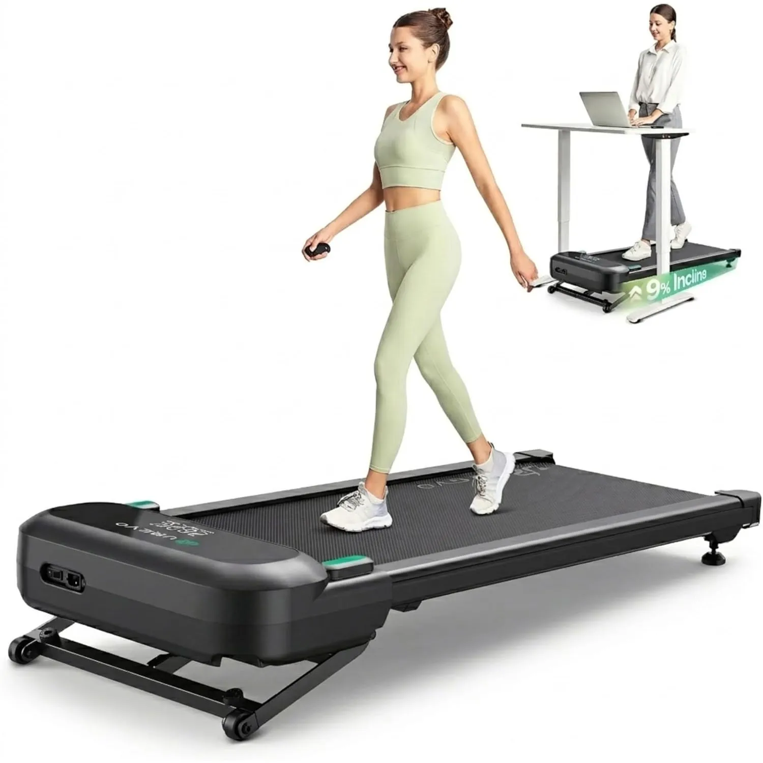 UREVO Automatische Steigung Walking Pad Mit KI-App, Laufband Schreibtisch
