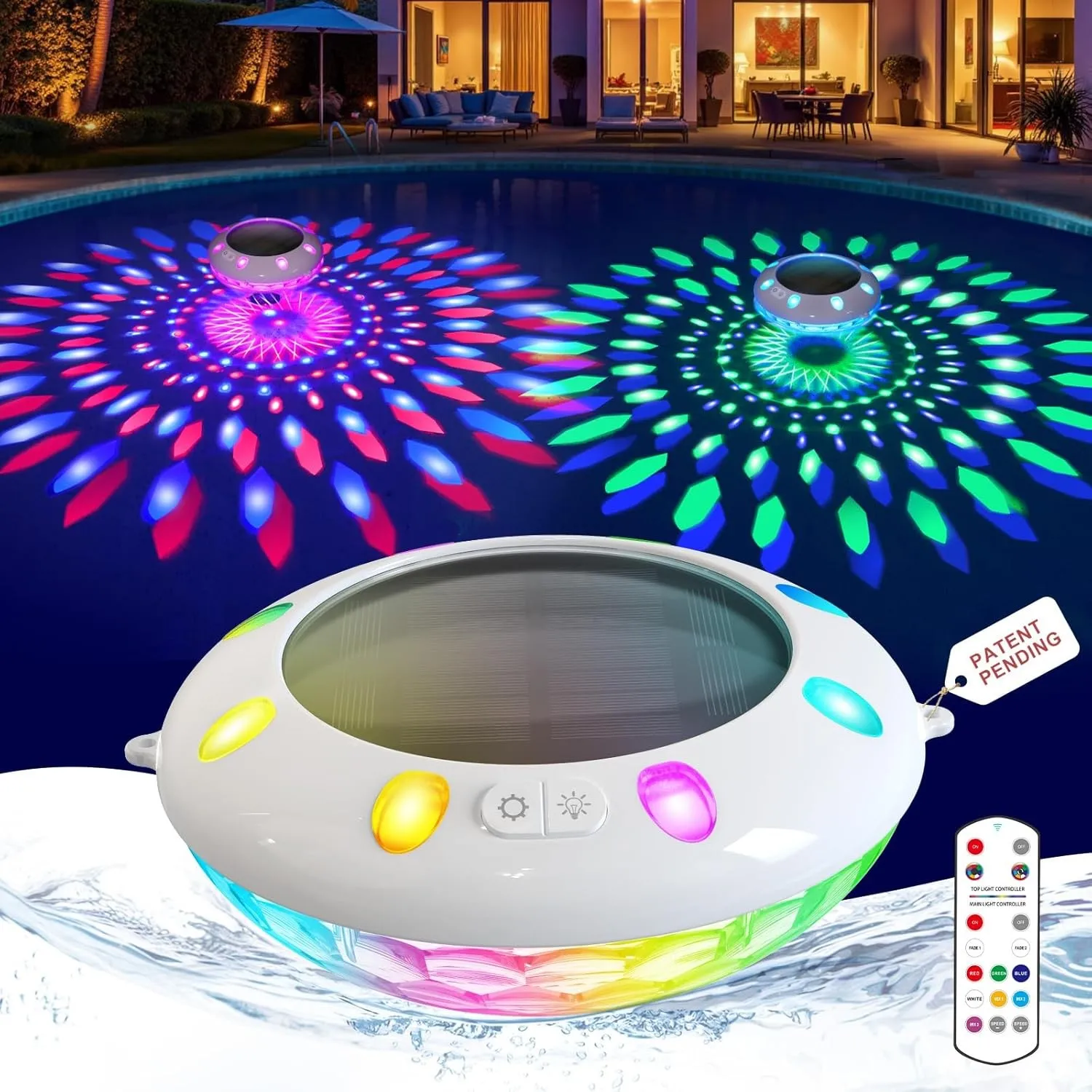 AearKing Schwimmende Poolleuchten mit Fernbedienung,Pool Lichter Schwimmend Solar mit RGB-Lichteffekten,Oberer und unte…