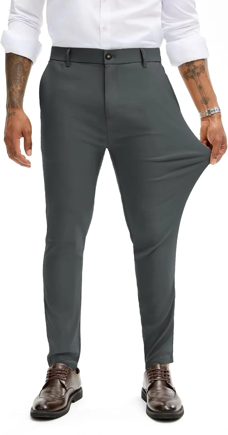 JMIERR Chino Trousers Men's Super Stretch Trousers Men's Summer Business Suit Trousers Slim Fit Casual Fabric Trousers …