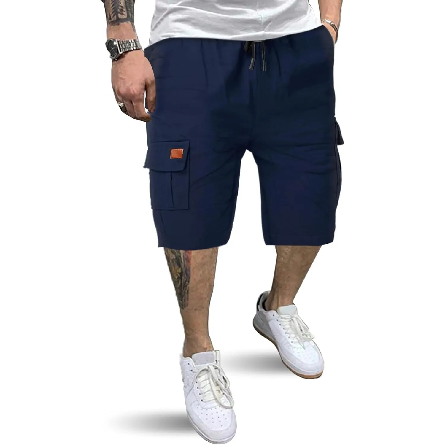 HMIYA Kurze Hosen Herren Cargo Shorts Baumwolle Bermuda Shorts Sommer Cargohose Herren kurz mit Taschen