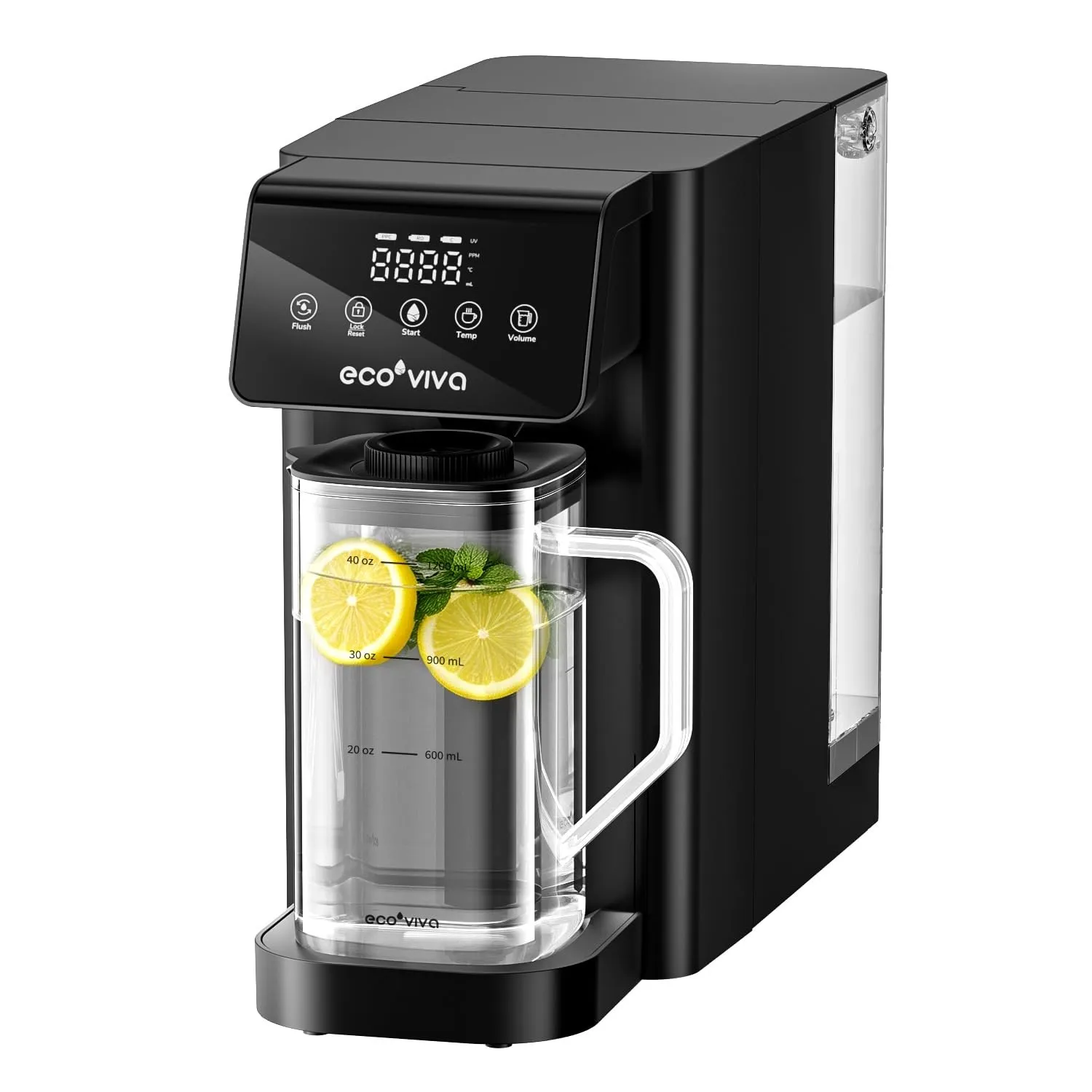 Ecoviva UV Auftisch Umkehrosmoseanlage, 8-stufiger Wasserfilter mit Heißwasserspender & TDS-Monitor, Tragbarer Wasserre…