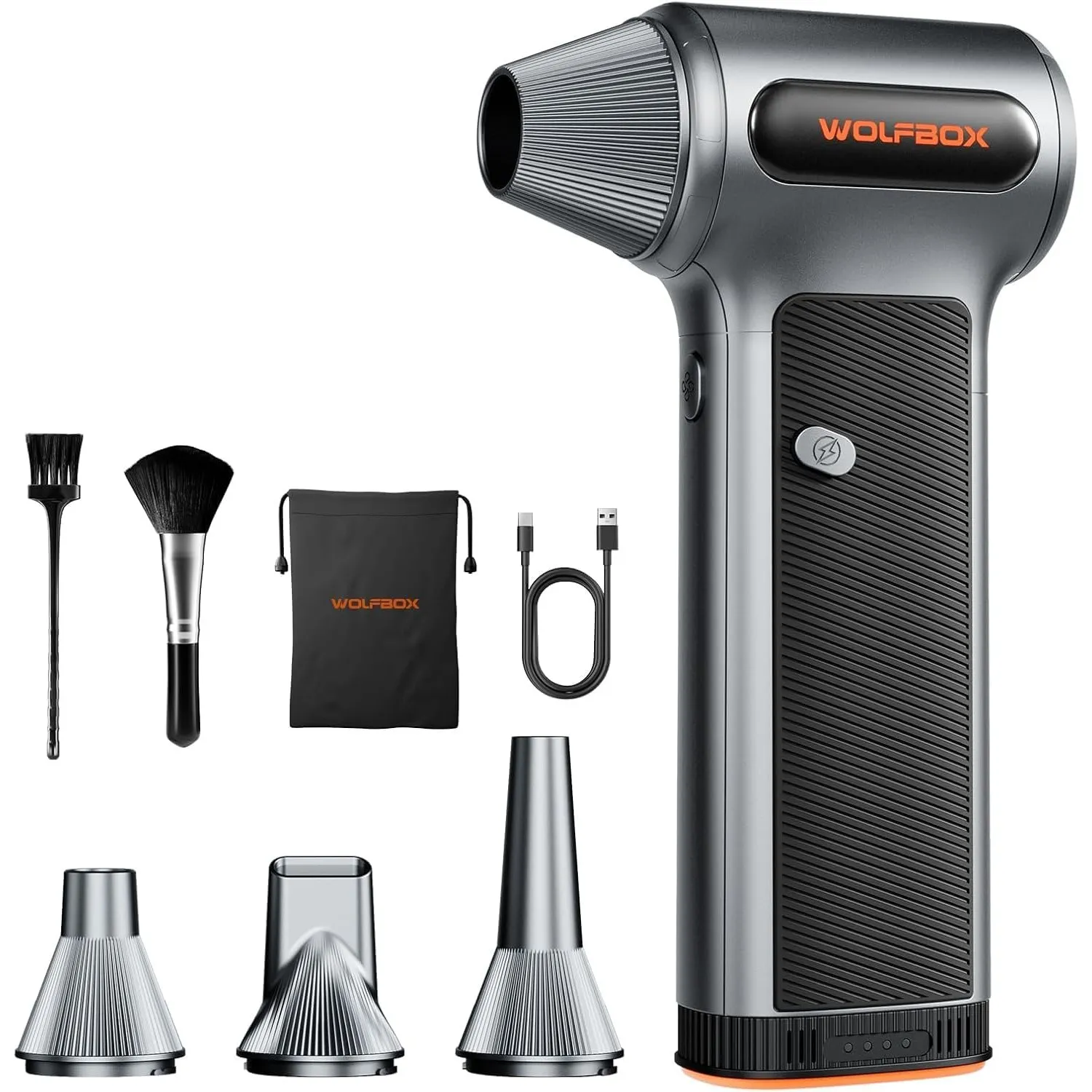 WOLFBOX MF200 Staubgebläse, Abnehmbarer Akku, 87.5 m/s Kabellos, 3-Stufen