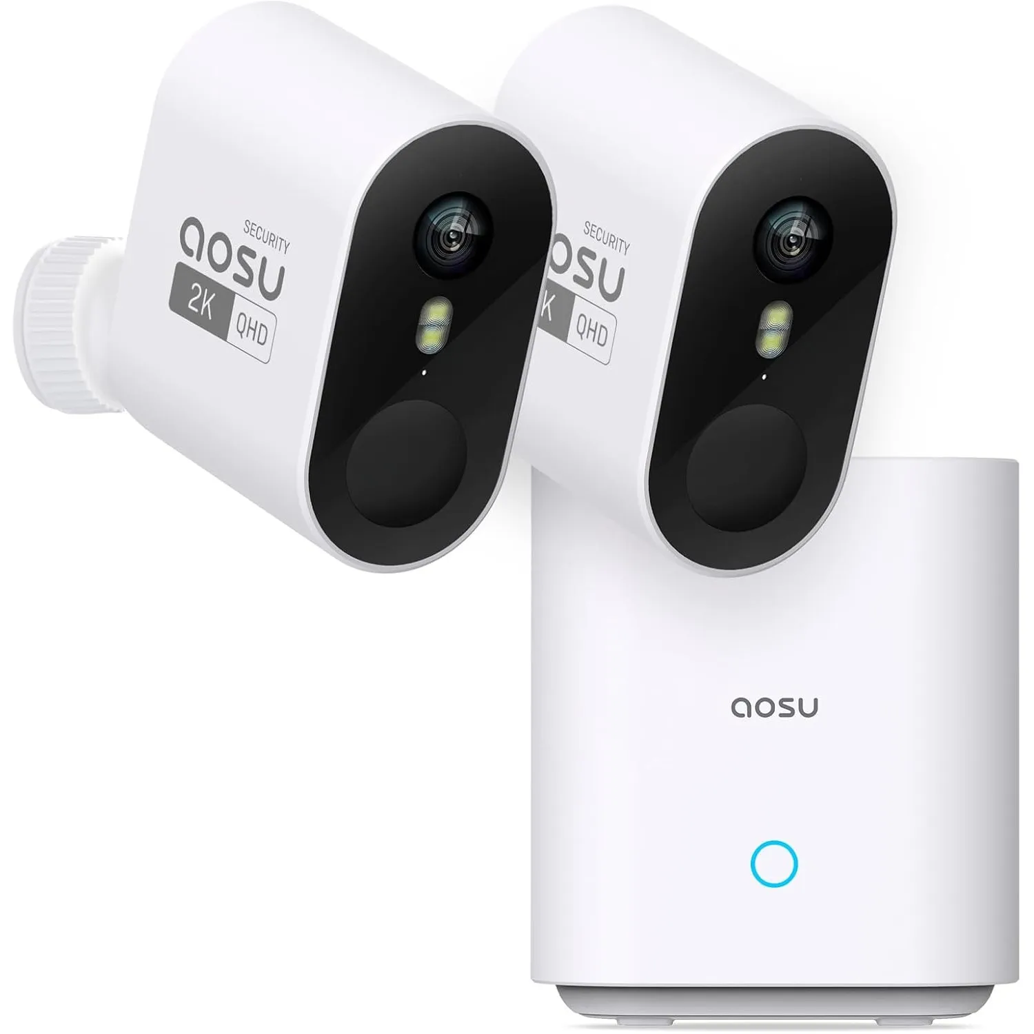 aosu 2K Überwachungskamera Aussen Akku 240 Tage 2-Kit + aosuBase 32GB Lokal | Kabellose Kamera Überwachug Aussen Batter…